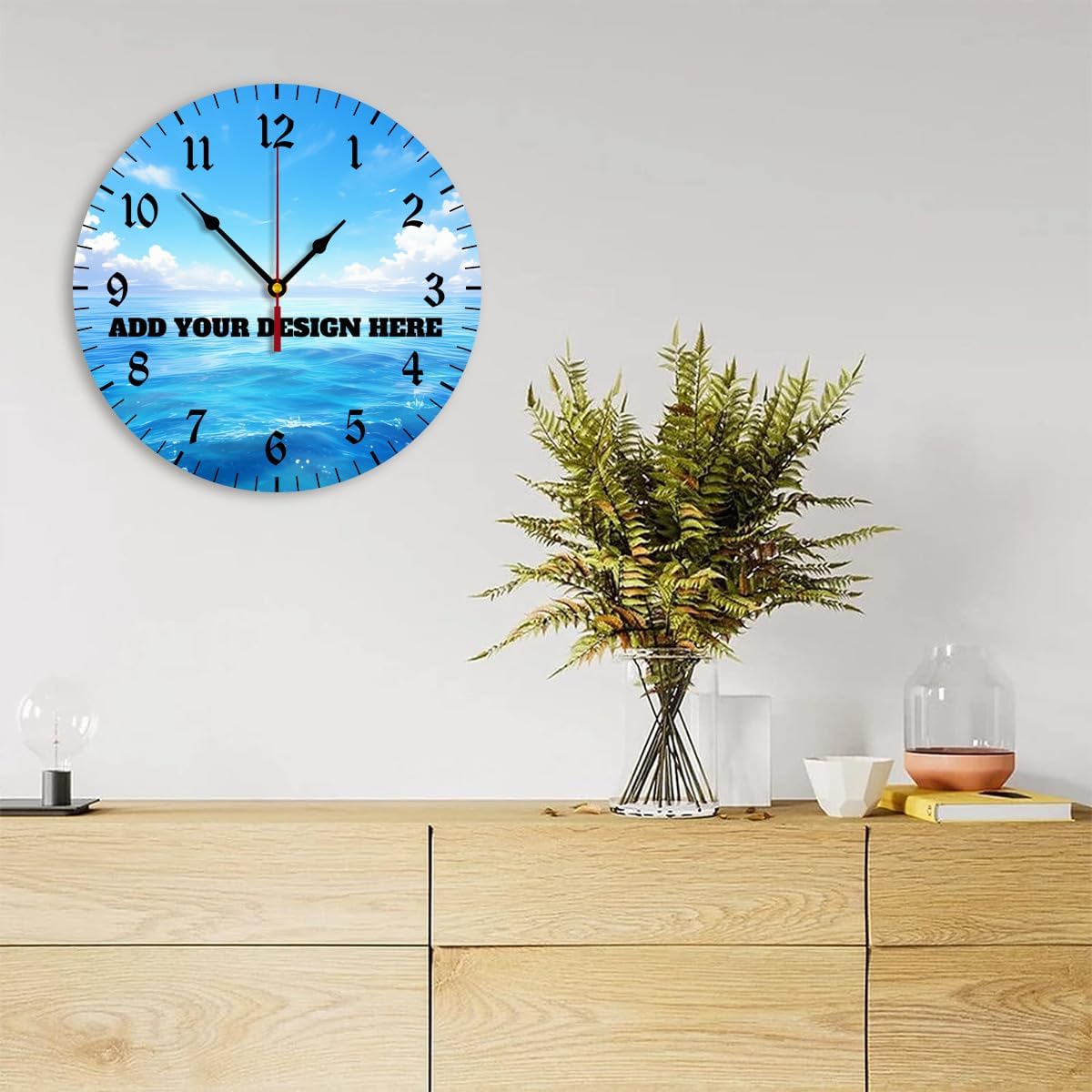 Generic Custom Wall Clock Personalized Clocks with Photo Text Logo Silent Non Ticking Round Decoration for Kitchen Family Friends Gifts, 12inch-30cm