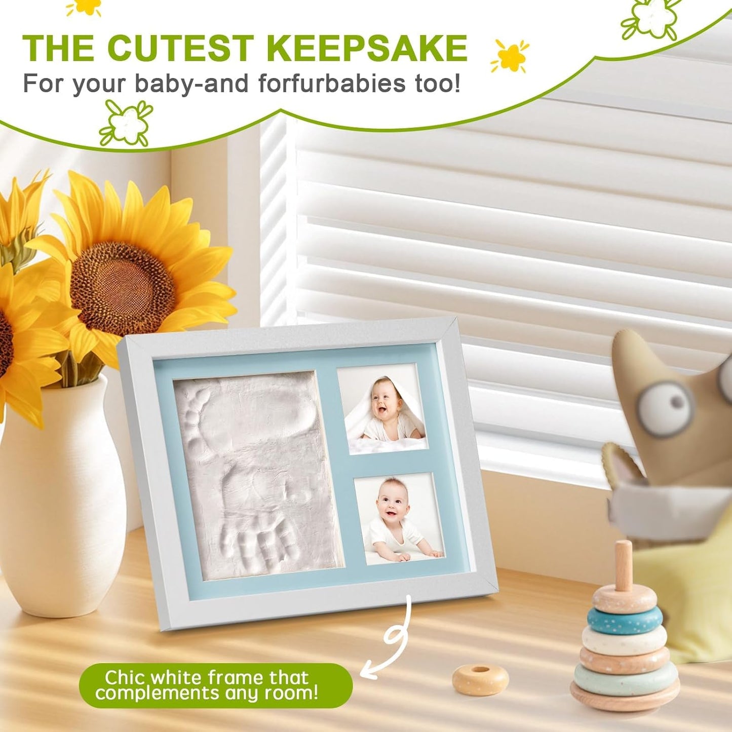 Baby Footprint Kit, Newborn Foot and Hand Print Kit, Baby Keepsake Frame, Nursery Pictures Frames(Walnut)