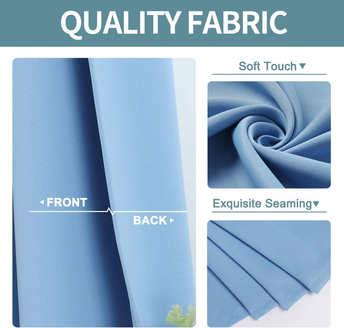ChrisDowa Grommet Room Darkening Curtains for Bedroom and Living Room - 2 Panels Set Thermal Insulated Blackout Curtains (Sky Blue, 52W x 63L)