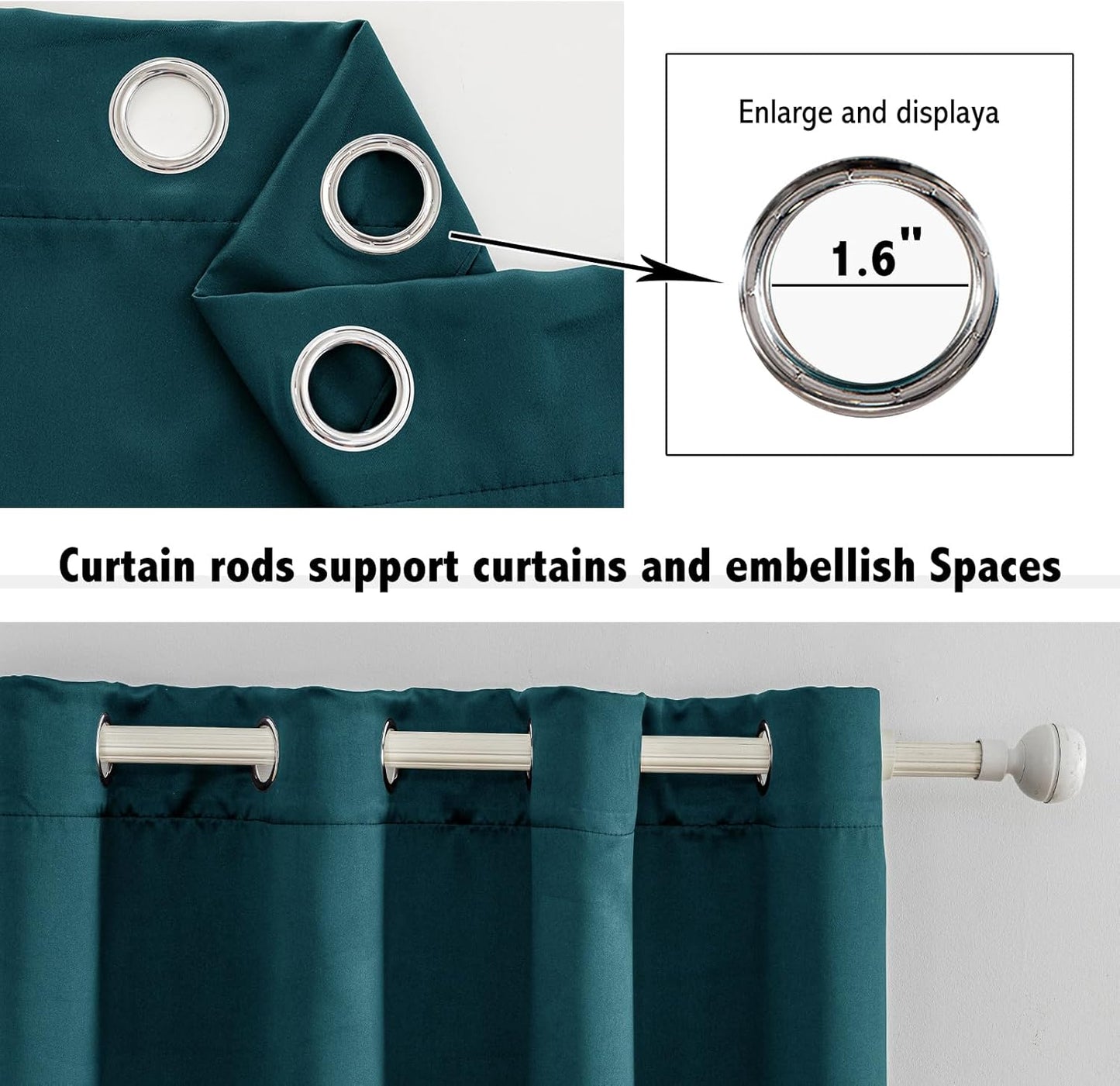 Anytime 100% Blackout Curtain Set, Thermal Insulated & Energy Efficiency Window Draperies for Guest Room, Full Shading Panels for Shift Worker and Light Sleepers（Greyish Blue, 2 Panels, 42W x 72L）