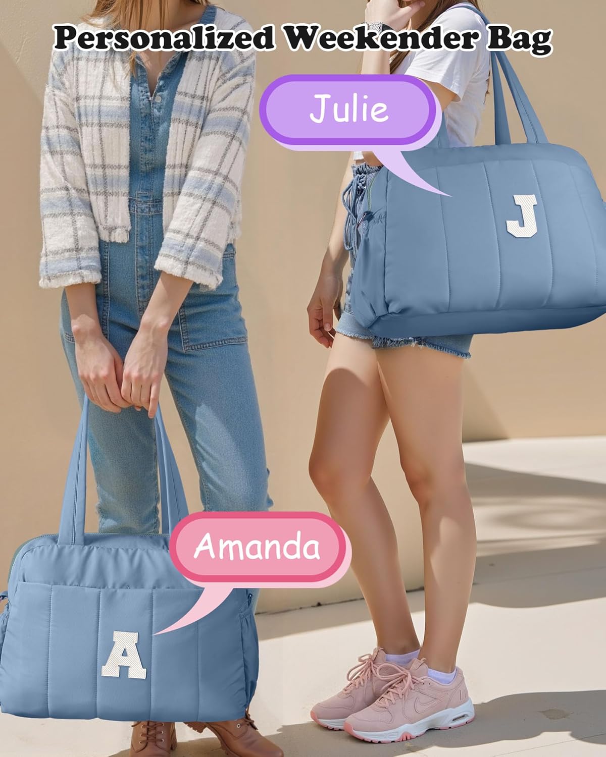 Women Birthday Gifts-Initial Duffle Bag, Yoga Bags for Women，Overnight Bag with Wet Pocket，Lightweight Work Bags Personalized Gym Tote with Makeup Pouch