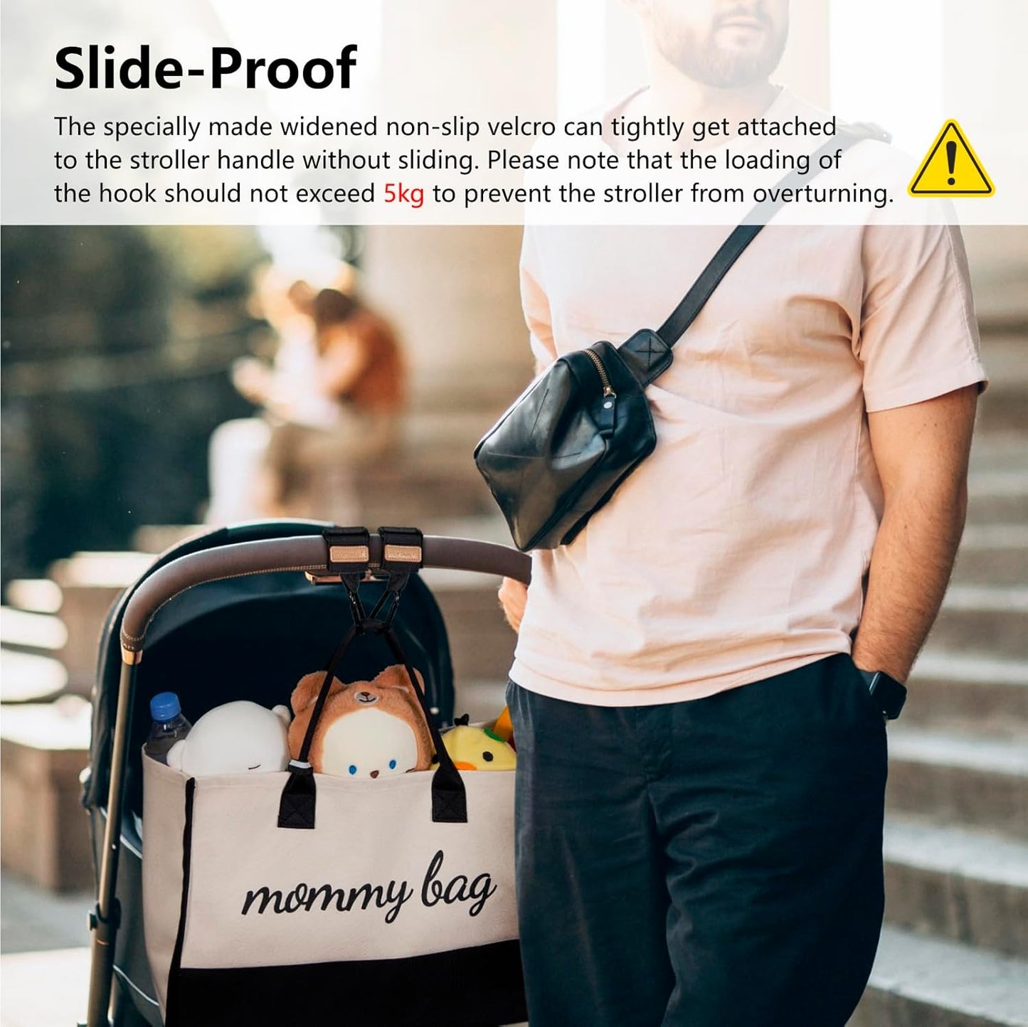 TOPDesign Universal Baby Stroller Organizer Caddy with Detachable Mesh Bag & Heightened Insulated Cup Holders & Non-Slip Secure Hooks Accessories, Fits Most Strollers (Colorful)