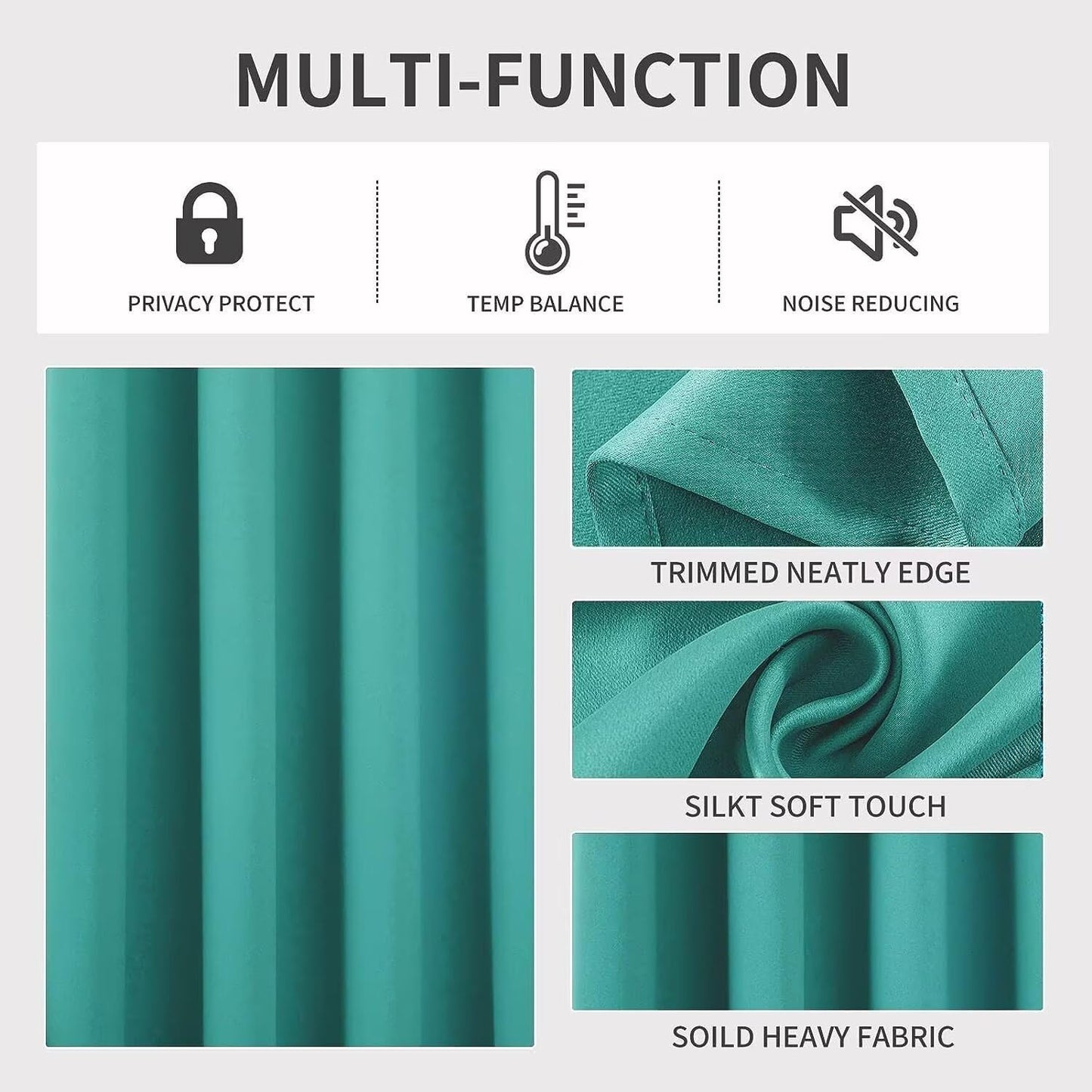 Joydeco Blackout Curtains 45 Inch Length 2 Panels Set, Thermal Insulated Long Curtains& Drapes 2 Burg, Room Darkening Grommet Drapes for Living Room Bedroom Window (W52 x L45 Inch, Peacock Blue)