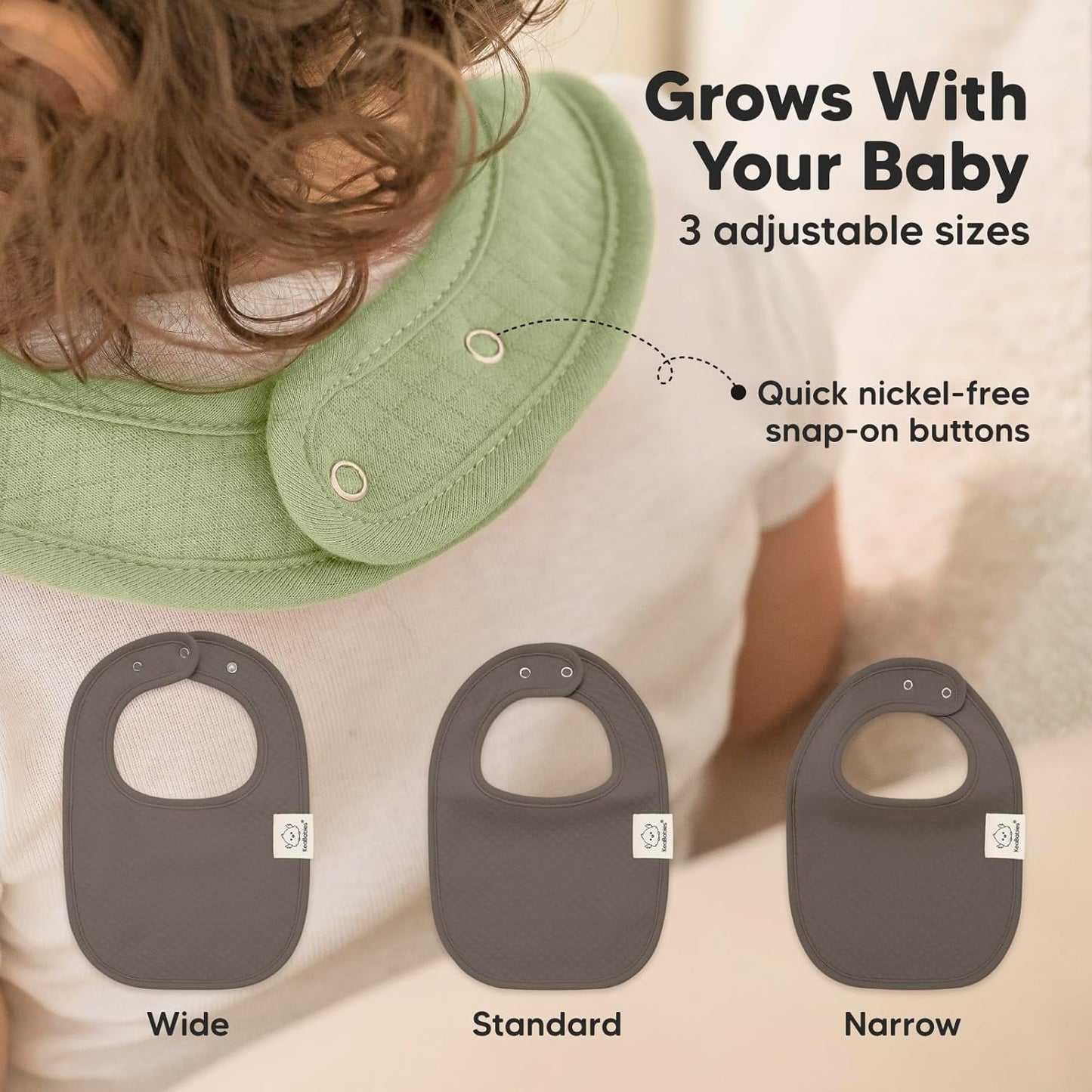 8-Pack Organic Baby Bibs for Girls, Boys - Quilted Cotton Cloth Baby Drool Bibs for Drooling and Teething Toddler, Newborn, Infant, Soft & Super Absorbent (Basics)