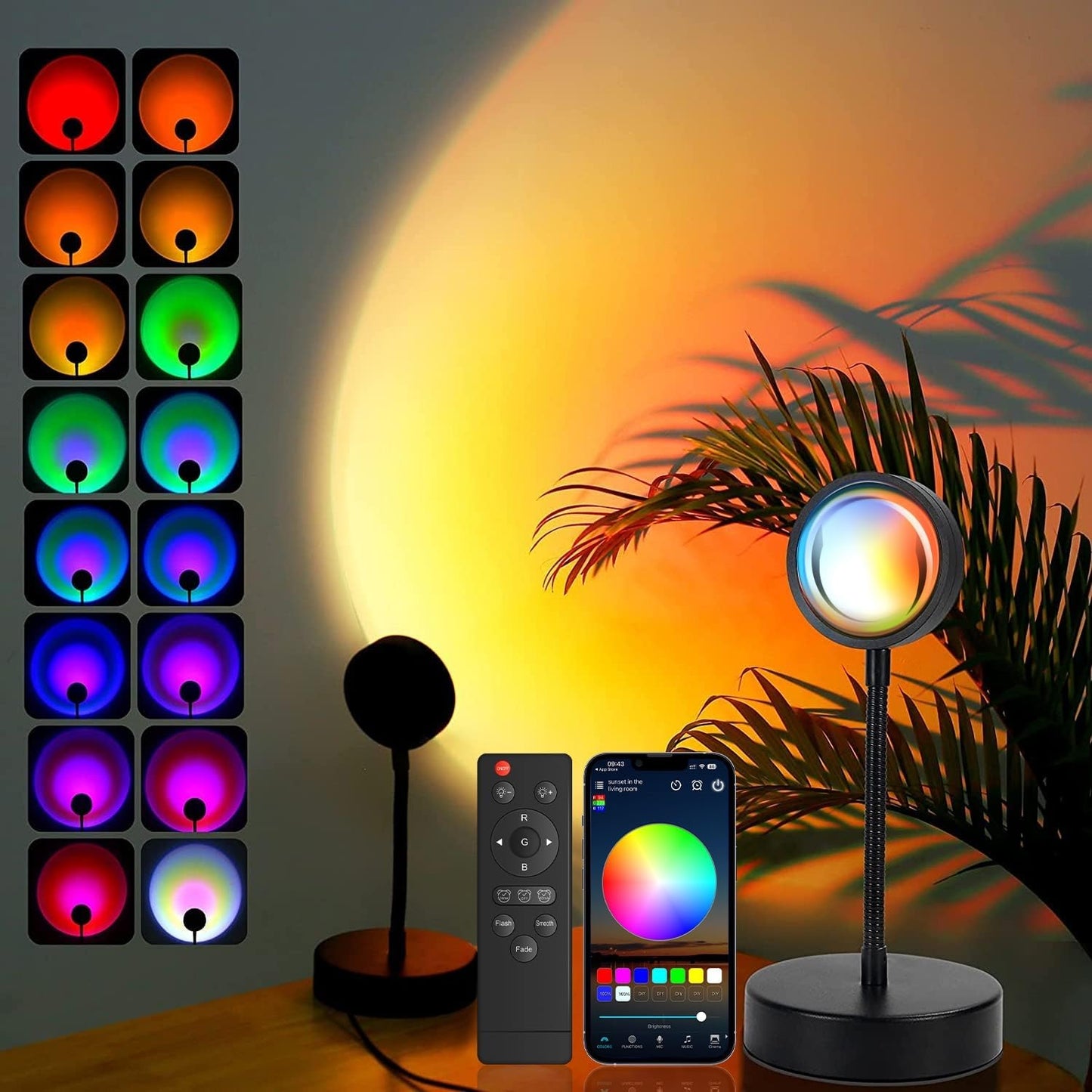 Sunset Lamp Projector Led Lights for Bedroom Night Light RGB Lights Sun Sunlight Sunrise Lamp 10w 360° Rotation Mood Lighting Home/Room Decor Christmas Gifts for Women,Tabletop Multicolor