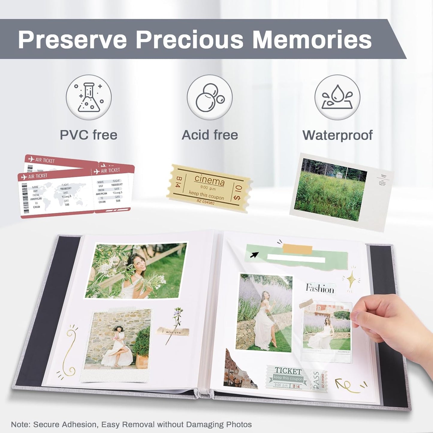 Photo Album Self Adhesive Pages Scrapbook Large Magnetic Photo Albums with Sticky Pages Scrapbooks for Wedding Baby for 4x6 5x7 8x10 Picture Photo Books 11x10.6 Orange 60 Pages