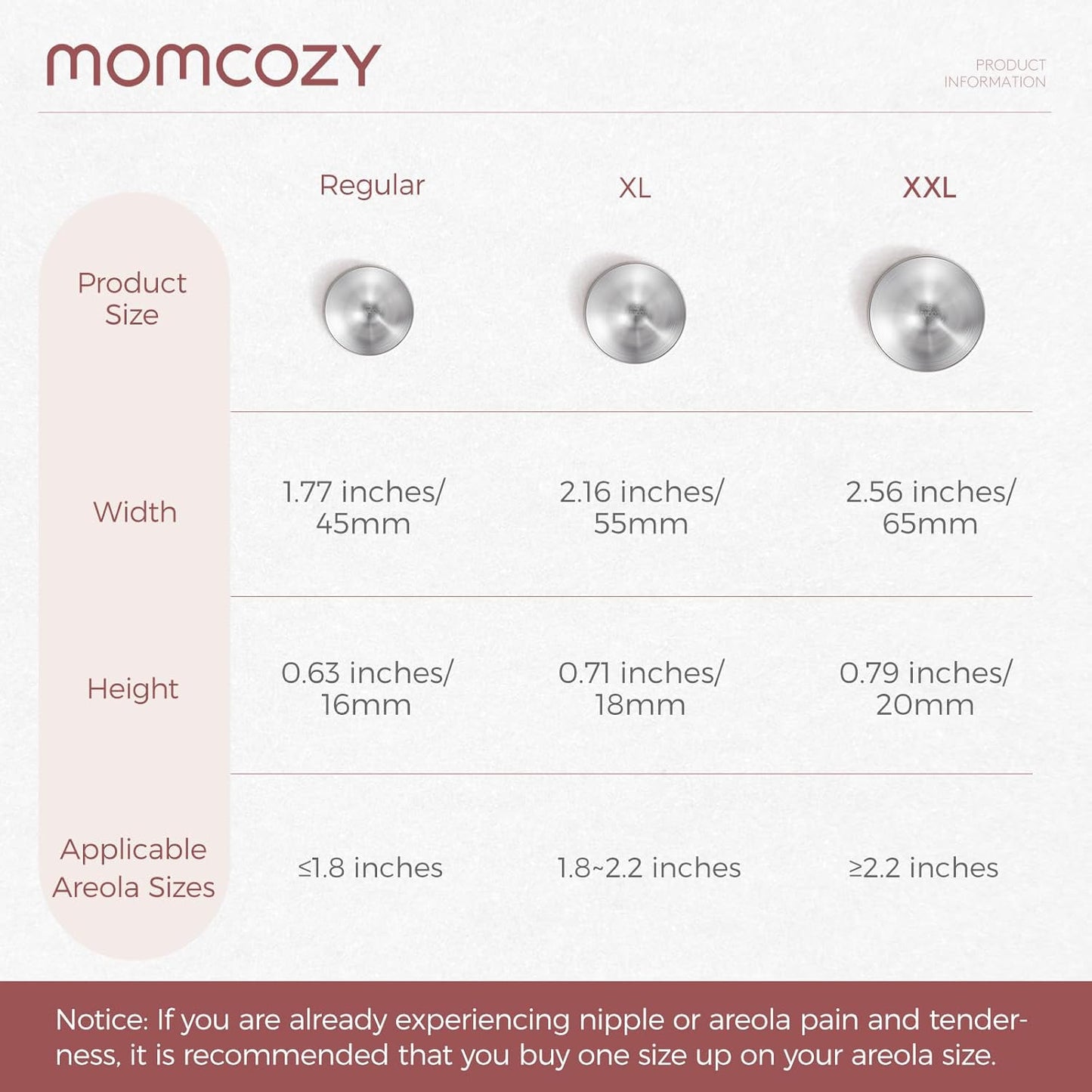 Momcozy 999 Silver Nursing Cups, Hole-Free Design, 999 Silver Nipple Shields, Breastfeeding Essentials, Silver Nipple Shields for Breastfeeding Newborns, Metal Nipple Shields,XXL Size