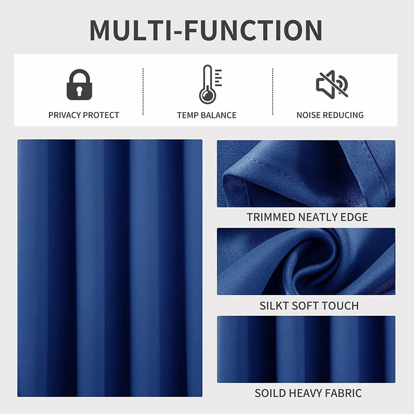 Joydeco Blackout Curtains 120 inches Long 2 Panels Set, Thermal Insulated Long Curtains & Drapes 2 Burg, Room Darkening Grommet Drapes for Bedroom Living Room Windows (W52 x L120 Inch, Royal Blue)