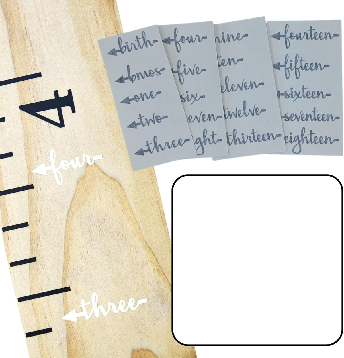 Little Acorns ADD ON - DIY Vinyl Growth Chart Ruler - Height Marker Arrows ONLY - Script - Straight