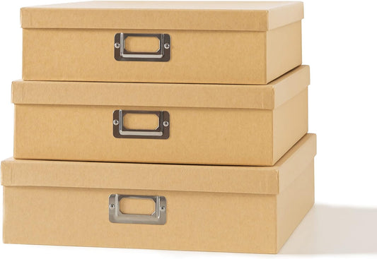 Soul & Lane Decorative Storage Boxes with Lids, Paper Storage Box Set for Keepsakes and Photos, Decorative Boxes for Home Decor, Stationery, Office Organizers, Just the Basics