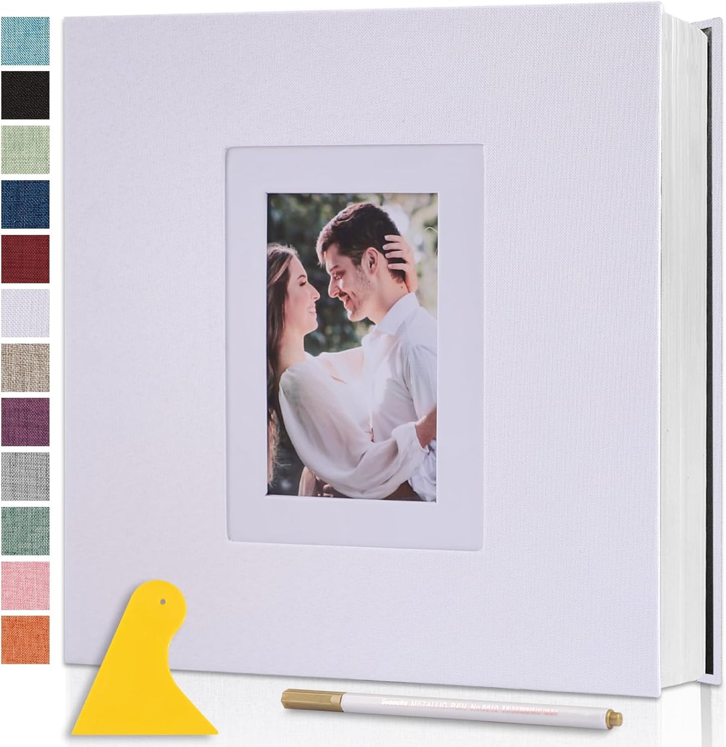 Photo Album Self Adhesive Pages Scrapbook Large Magnetic Photo Albums with Sticky Pages Scrapbooks for Wedding Baby for 4x6 5x7 8x10 Picture Photo Books 13.2x12.8 White 60 Pages