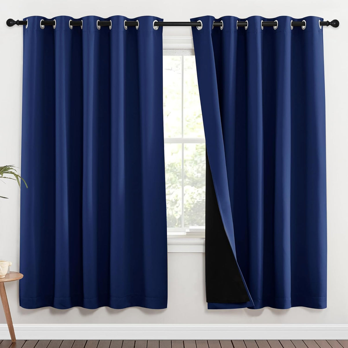 NICETOWN Full Shade Curtain Panels, 70 x 72 inch, Royal Blue, Pair of Energy Smart & Noise Blocking Out Blackout Drapes for Dining Room Window, Thermal Insulated Guest Room Lined Window Dressing