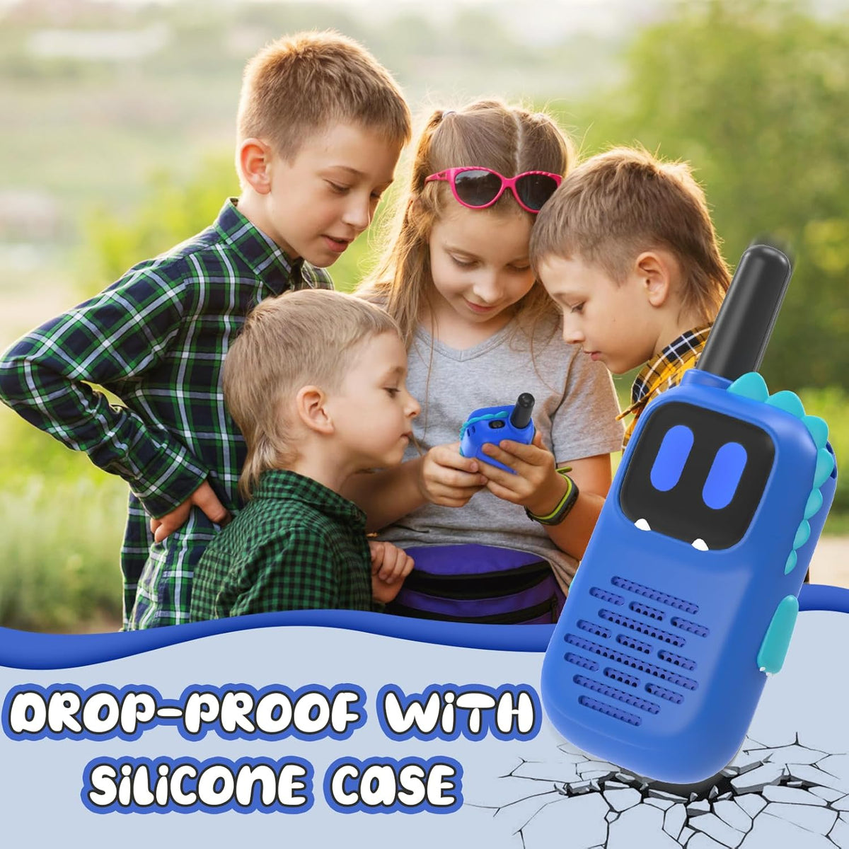 Walkie Talkies for Kids with Dinosaurs Silicone Sleeve, Toys for 3-7 Year Old Boys Girls, Kids Walkie Talkies 1000FT Range 2 Channels 2 Way RadioToy Gifts for 5-8 Year Old Boys Girls
