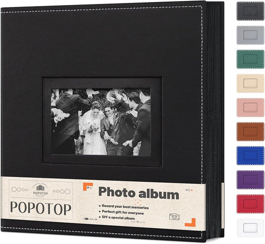 Popotop Photo Album 4x6 500 Pockets with Leather Hardcover Cover, Large Photo Album Binder Book with 50Pcs Pages for Family Travel Wedding Baby Gifts