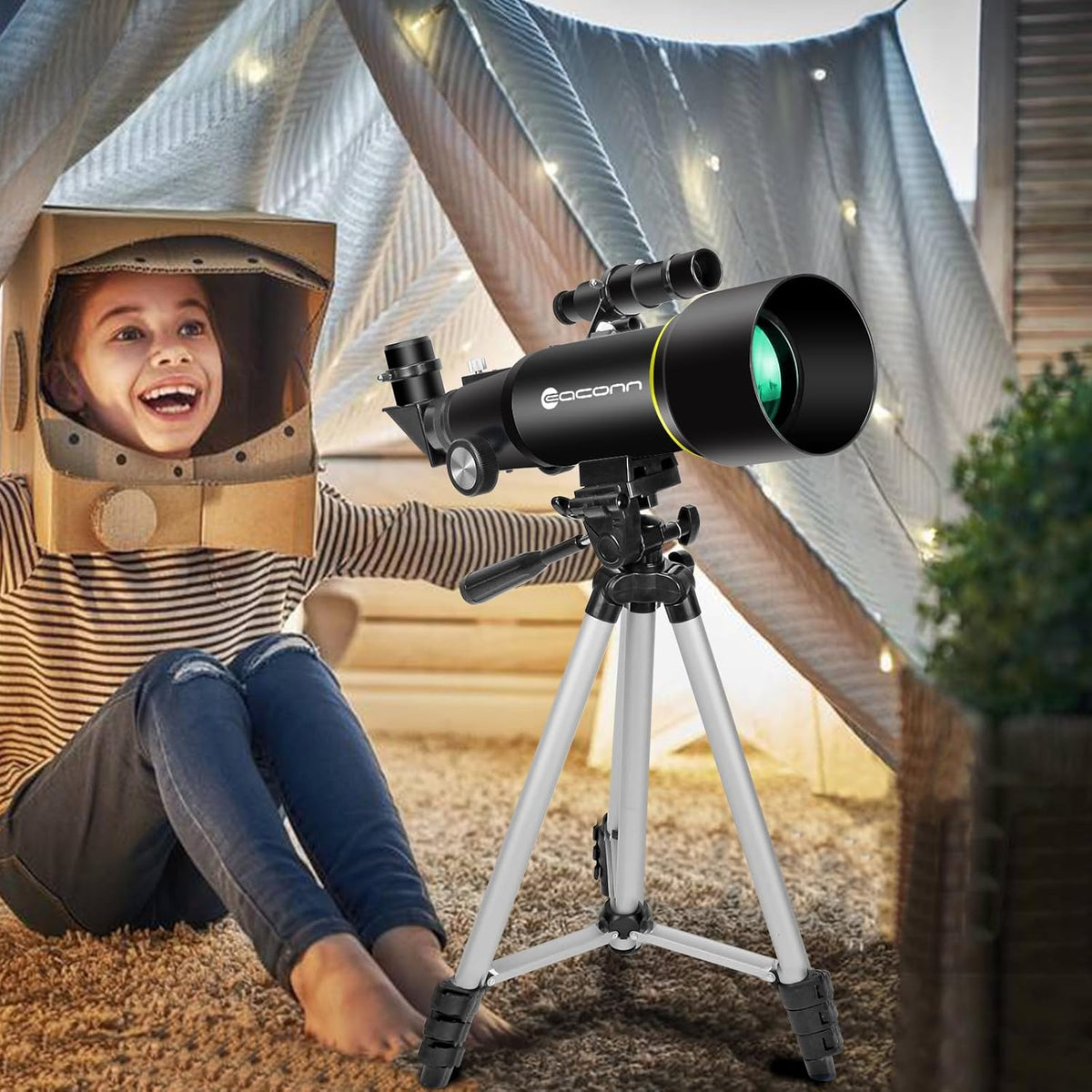 Telescopes, Telescope for Kids and Adults Beginners, 70mm Aperture 400mm Focus Length Refractor Travel Telescope with AZ Mount for Observe The Moon and Landscape-Black