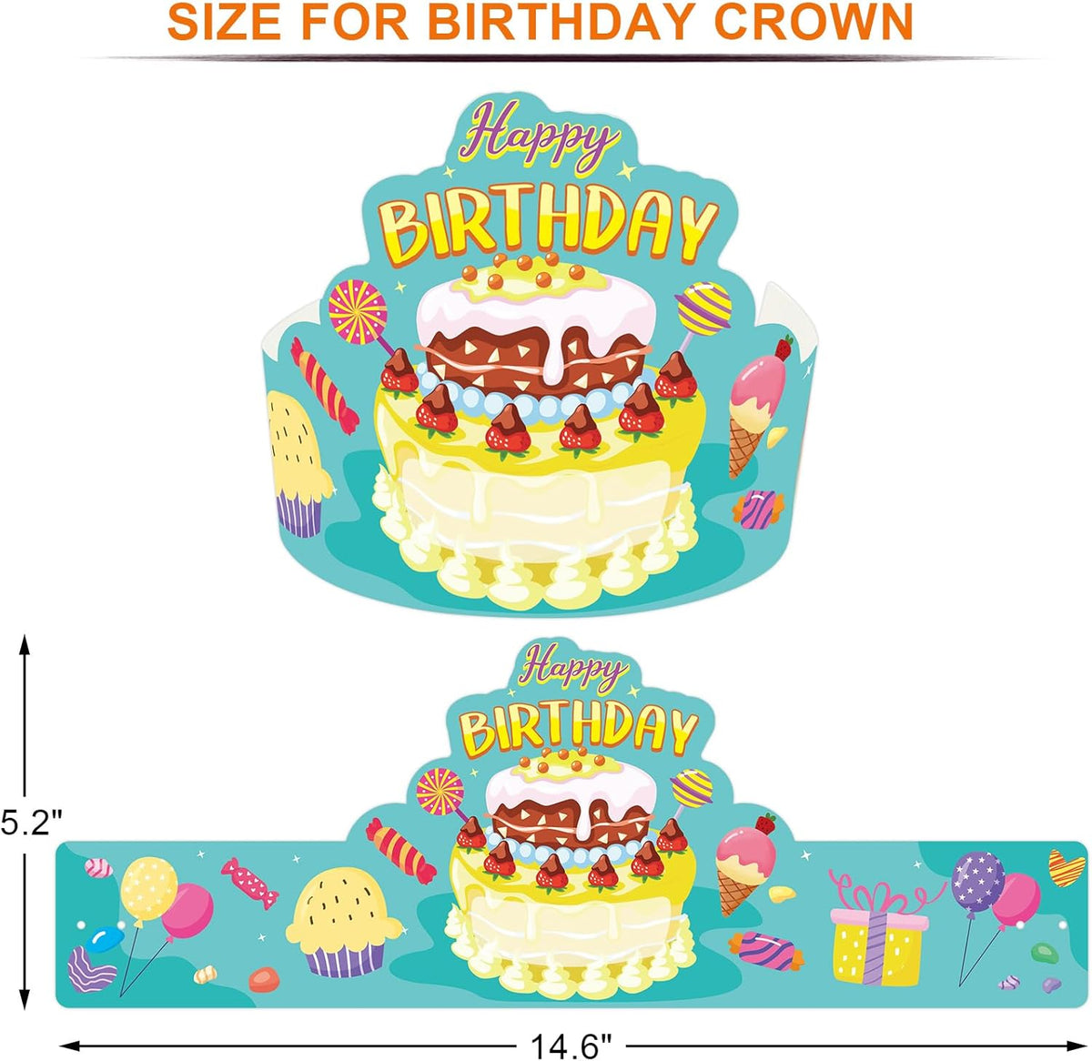 ceiba tree Birthday Crowns for Kids Classroom 36Pcs School Family Colorful Happy Birthday Hats VBS Party Supplies
