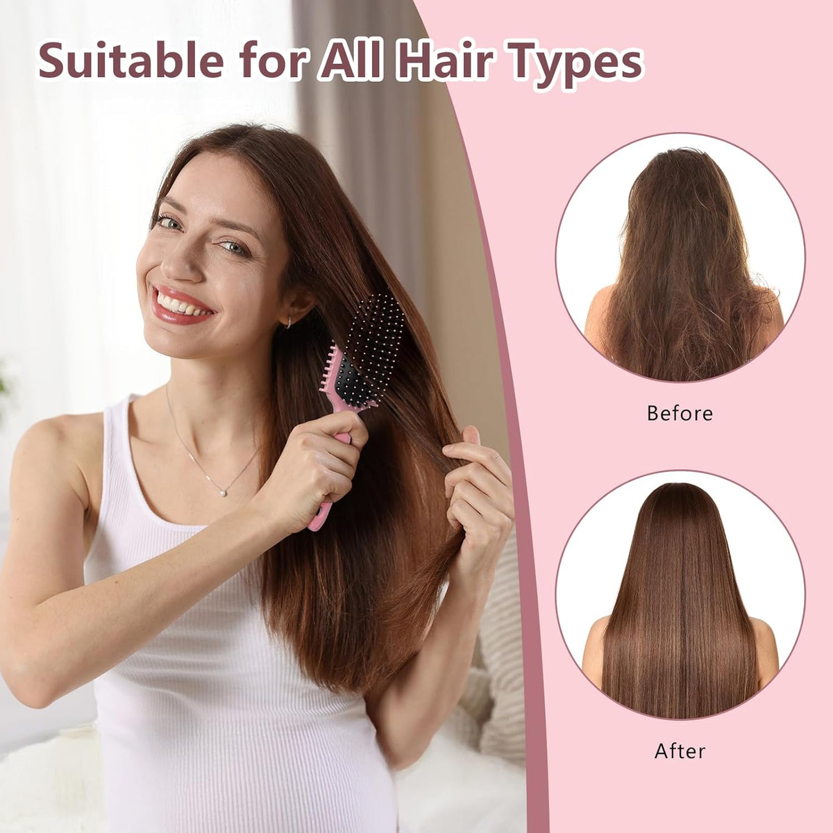 Curl Defining Brush, Curly Hair Brush, Slick Back Hair Brush, For Combing and Shaping Curls in All Hairstyles to Reduce Pulling (Pink)