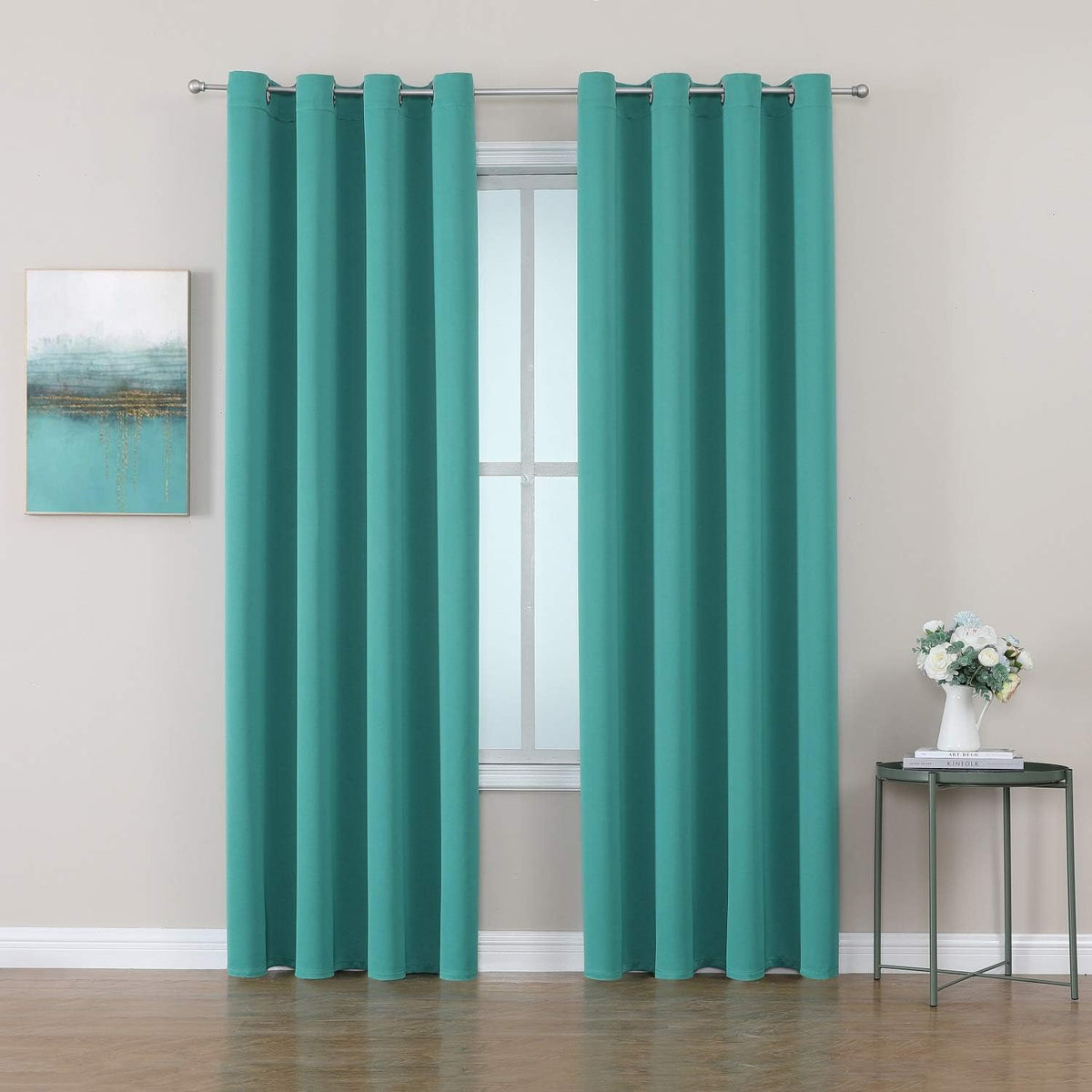 ChrisDowa Room Darkening Curtains 120 Inches Long 2 Panels Set for Living Room, Grommet Thermal Insulated Blackout Curtains for Bedroom (Teal, 52 x 120 Inch)