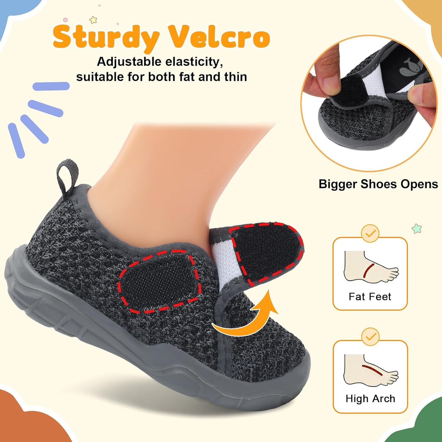 FEETCITY Baby Shoes Boys Girls First Walking Shoes Infant Sneakers Lightweight Slip On Shoe