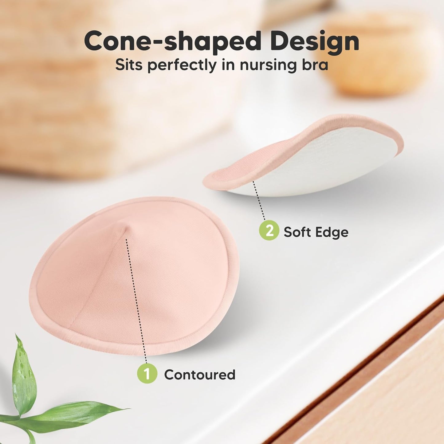 Organic Nursing Pads - 14 Washable Viscose Derived from Bamboo Breastfeeding Pads, Wash Bag, Reusable Breast Pads for Breastfeeding, Nipple Pads for Breastfeeding Essentials(Pink Sand, L 4.8")