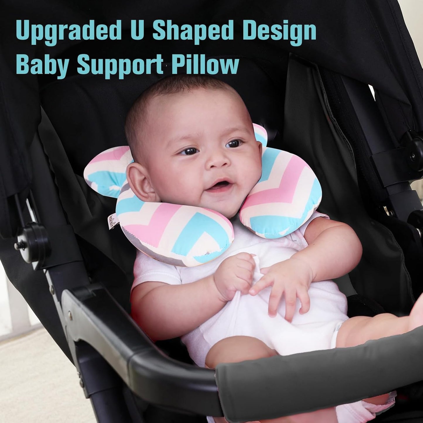 KAKIBLIN Baby Head Pillow,Support Pillow, Baby Travel Pillow for Head and Neck, Babies Neck Pillows for Car Seat,Pushchair,Travel(Wave)