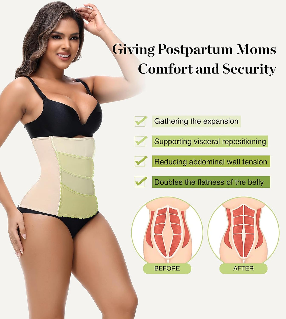 SHAPSHE Waist Trainer for Women Postpartum Recovery Wrap Waist Cincher Corset Shapewear Belly Band
