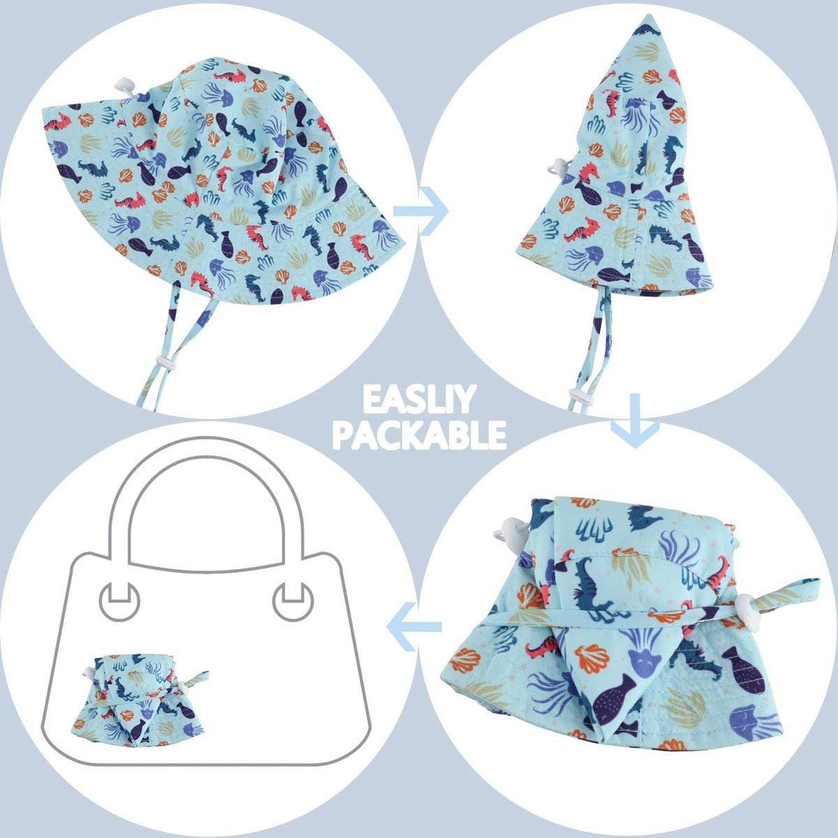 Baby Sun Hat Toddler Beach Swim Hats UPF 50+ Summer Bucket Hat Kids Infant Wide Brim Adjustable Sun Hat for Baby Boy Girls