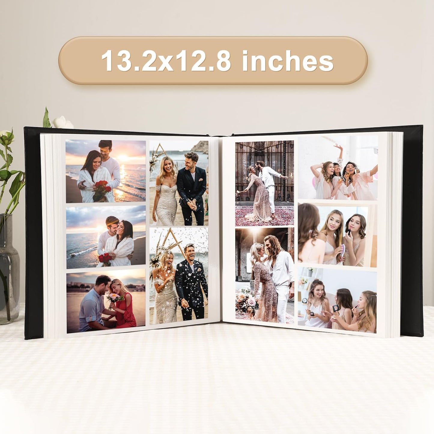 Photo Album Self Adhesive Pages Scrapbook Magnetic Photo Albums for 4x6 5x7 8x10 Pictures Sticky Pages Books for Baby Family Wedding 13.2x12.8 White 40 Pages