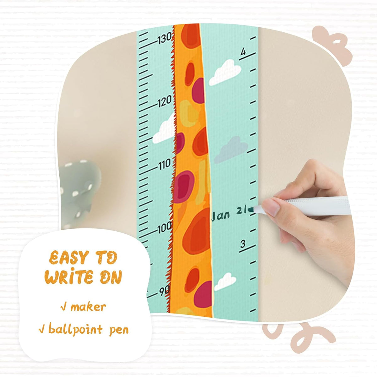 Customize Name Kids Height Chart for Wall, Giraffe Growth Chart for Wall, Kids Growth & Measuring Chart in Inches, Fun & Stylish Height Tracker for Children, Nursery Decor Essentials