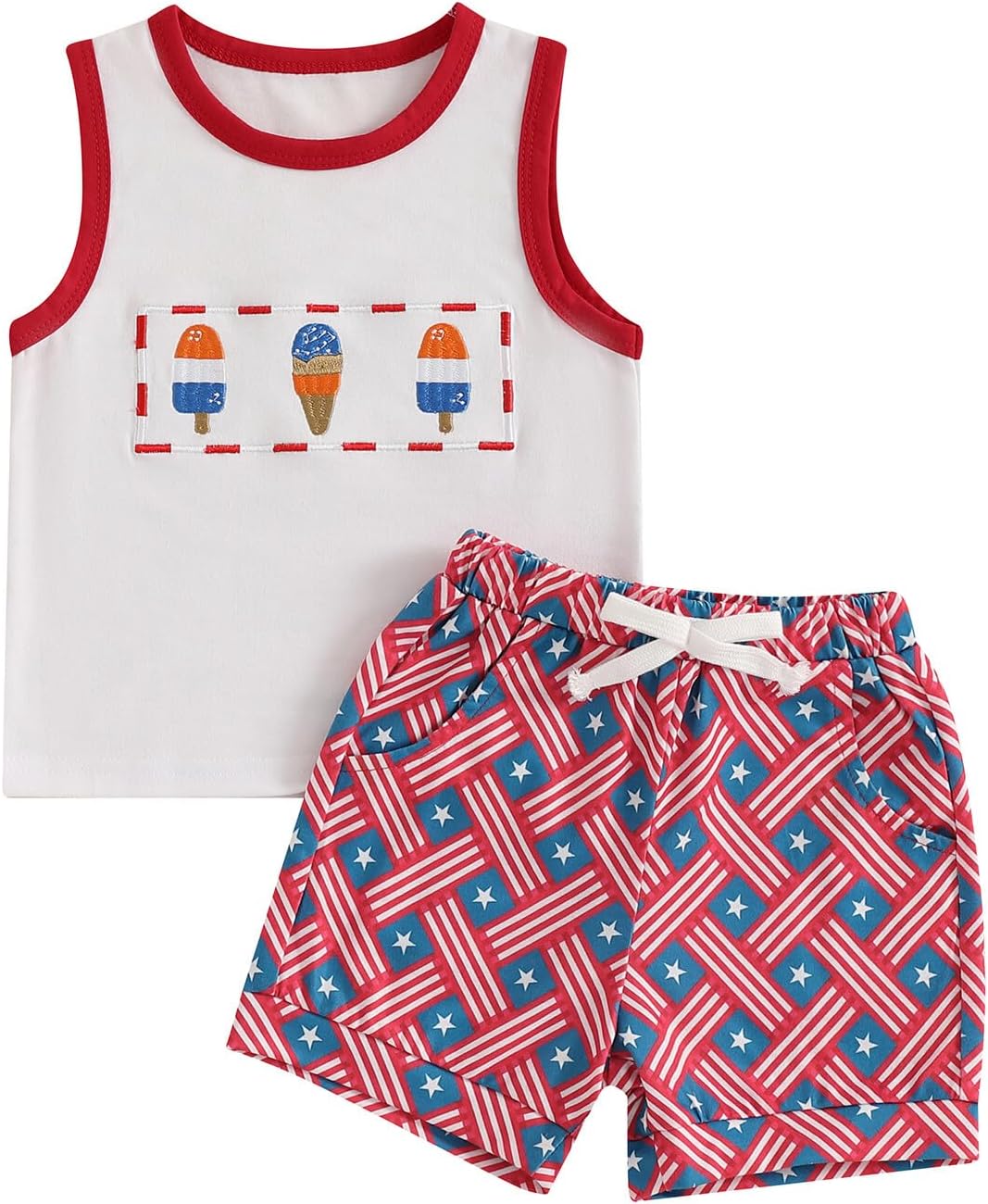 Kupretty Baby Boy Summer Clothes Sleeveless Tank Tops Vest T-Shirt + Casual Shorts Toddler Outfits Set