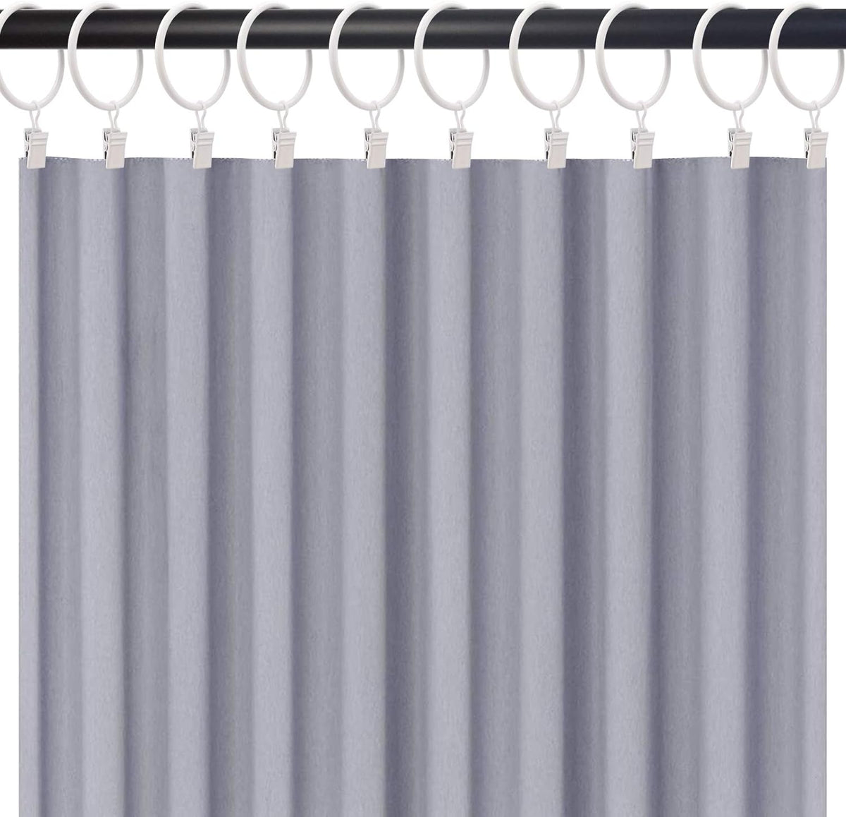 20 Pack White Curtain Rings with Clips, Curtain Hooks Hangers Clip Rings for Hanging Drapes Bows Hat, Drapery Rings 1.77 in I D, Fits up to 1.5 in Diameter Curtain Rod.