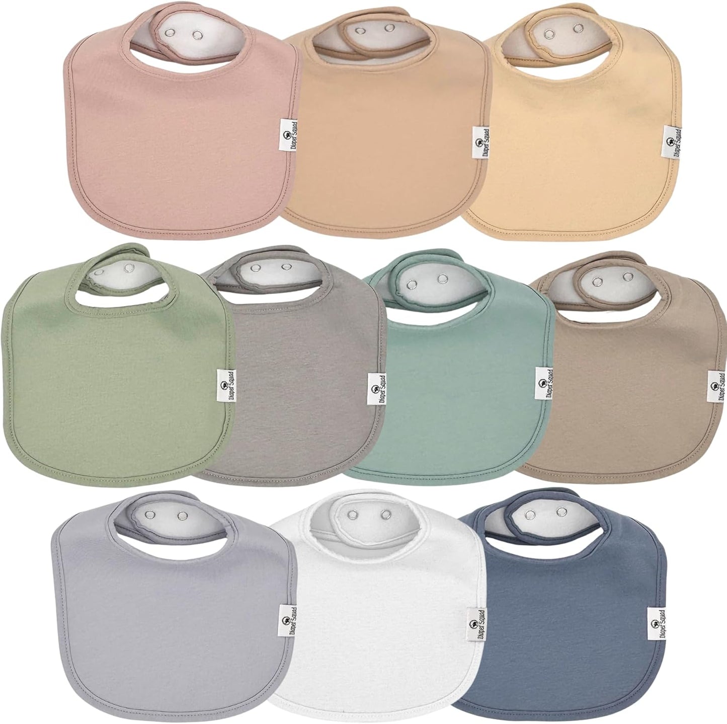 DiaperSquad's Baby Bibs for Drooling and Teething, Bibs for Boys, Baby Girl - Solid Cotton Baby Drool Bibs