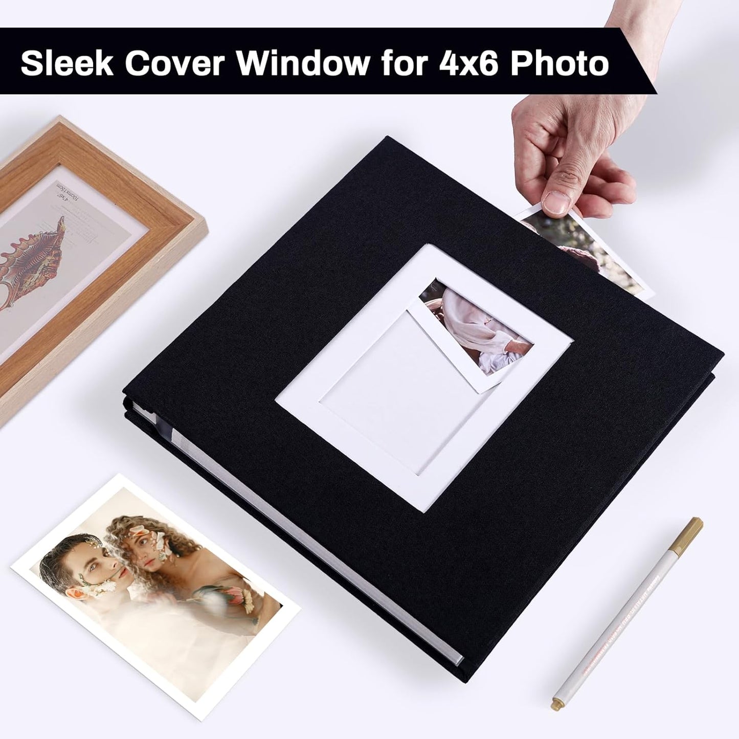 Photo Album Self Adhesive Pages Scrapbook Large Magnetic Photo Albums with Sticky Pages Scrapbooks for Wedding Baby for 4x6 5x7 8x10 Picture Photo Books 11x10.6 Black 40 Pages