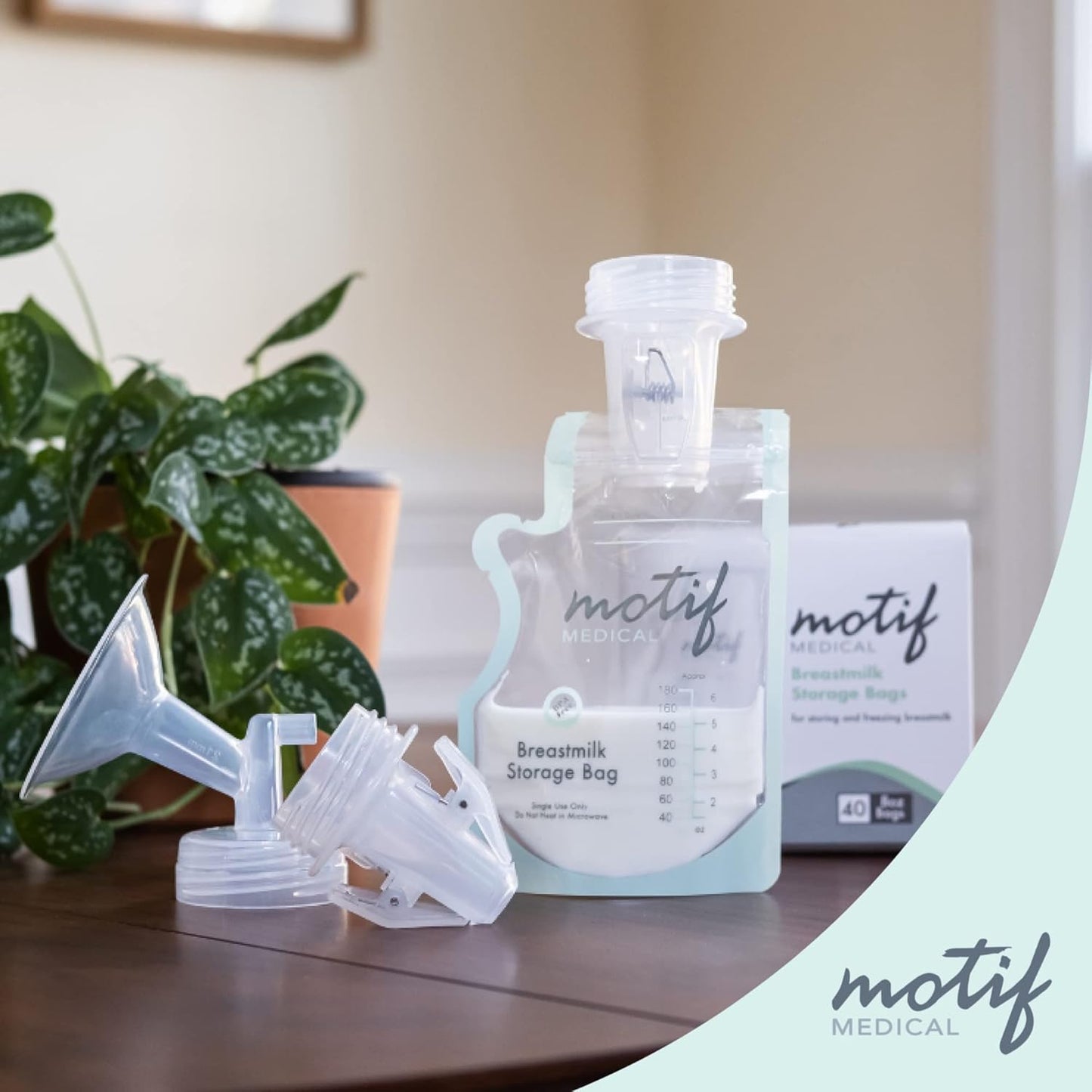 Motif Medical Pump-to-Bag Electric Breast Pump Adapter -Compatible w/Spectra S1 & S2 Breast Pump - Pump Adapter w/Twist Shield Connectors - 3-Step Time-Saving Nursing Pump Adapter (Set of 2)