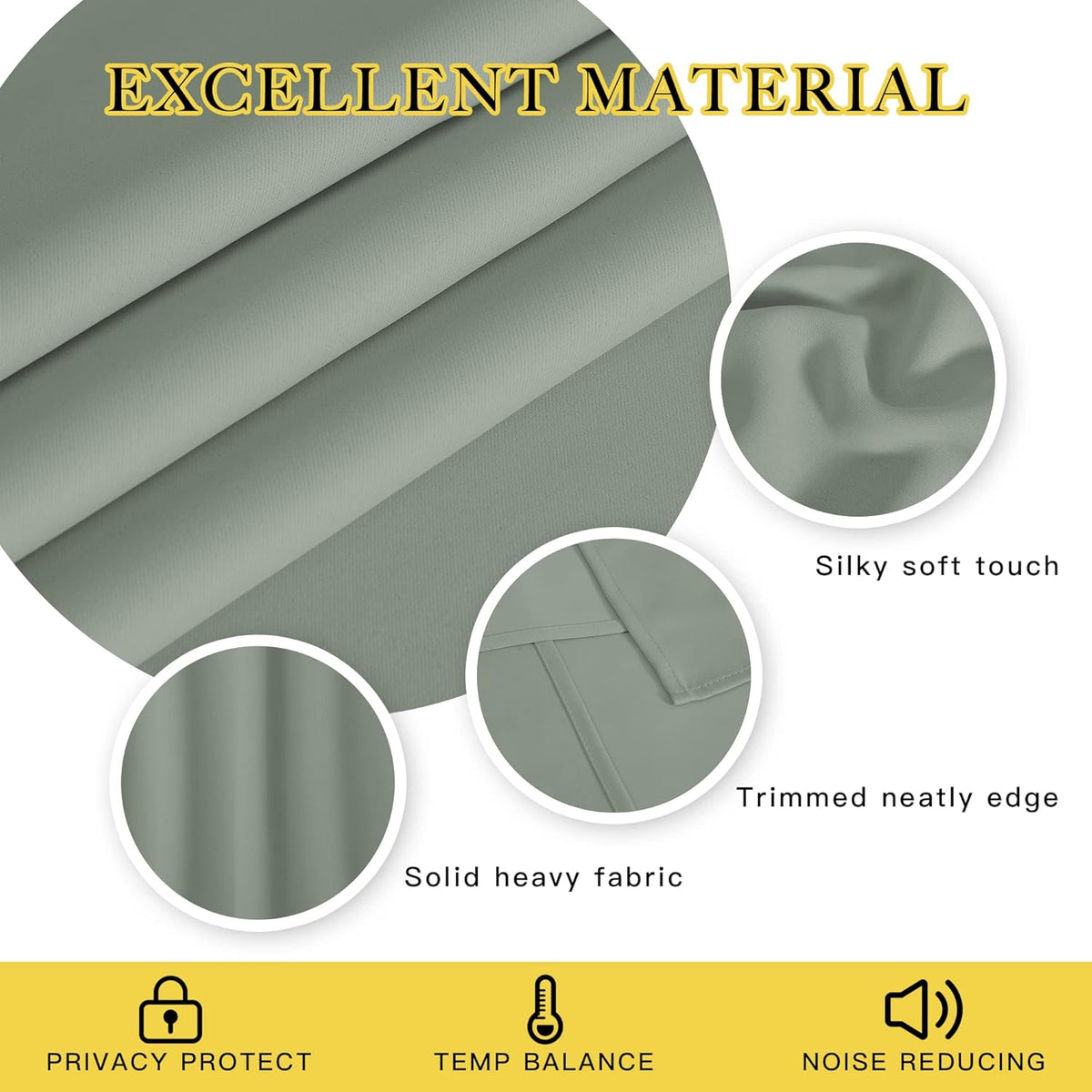 NICETOWN Blackout 78 inch Curtains for Doorway 2 Panels Set, Grommet Thermal Insulated Room Darkening Door Curtains Sound Reducing for Bedroom/Home Office, Sage Green, W52 x L78