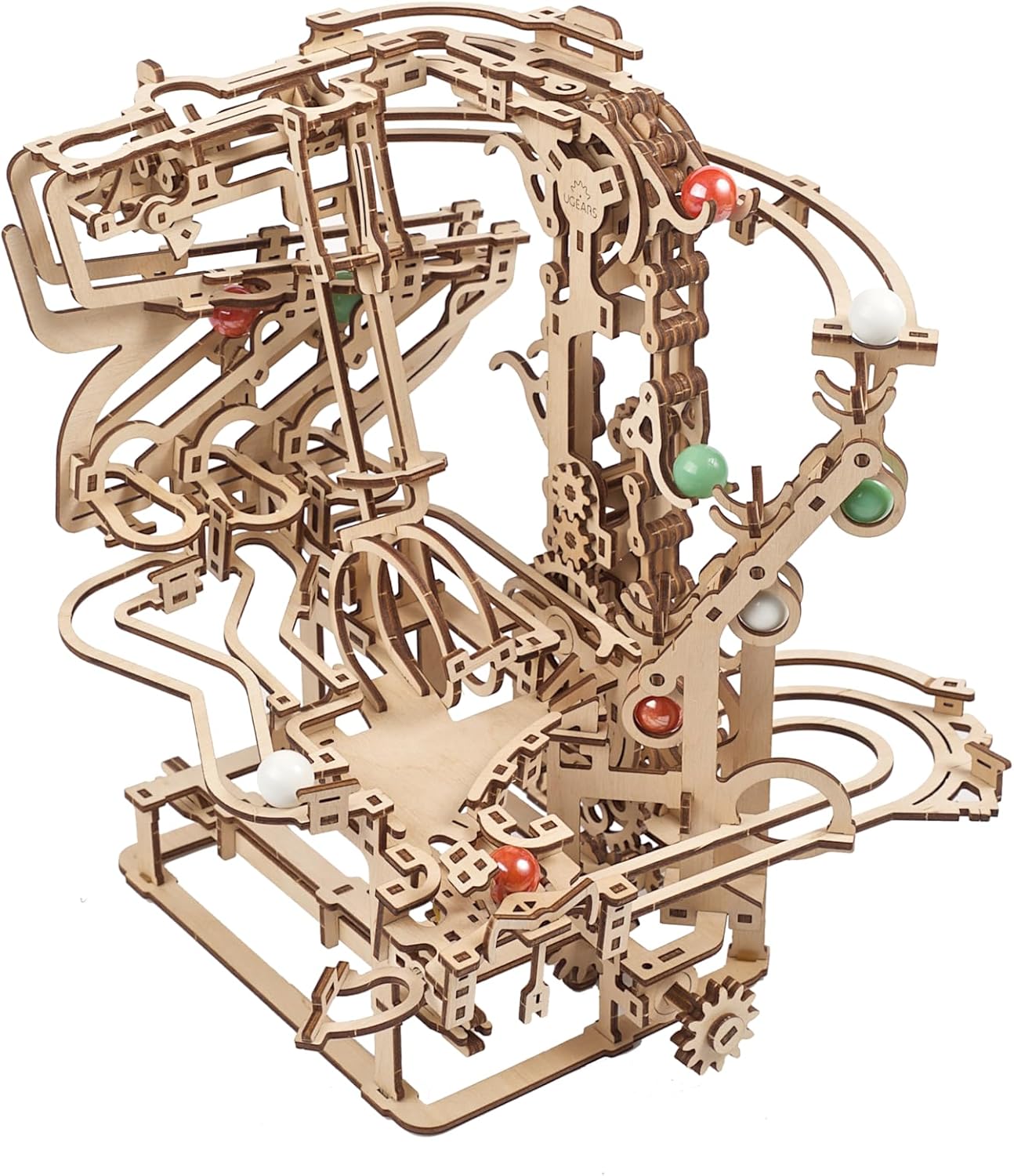UGEARS Wooden Marble Run Chain Hoist - Mechanical 3D Wooden Puzzle for Adults, DIY Model Kit for Adults, Unique Puzzle - 3D Puzzle Marble Game Gifts - 400 Pieces
