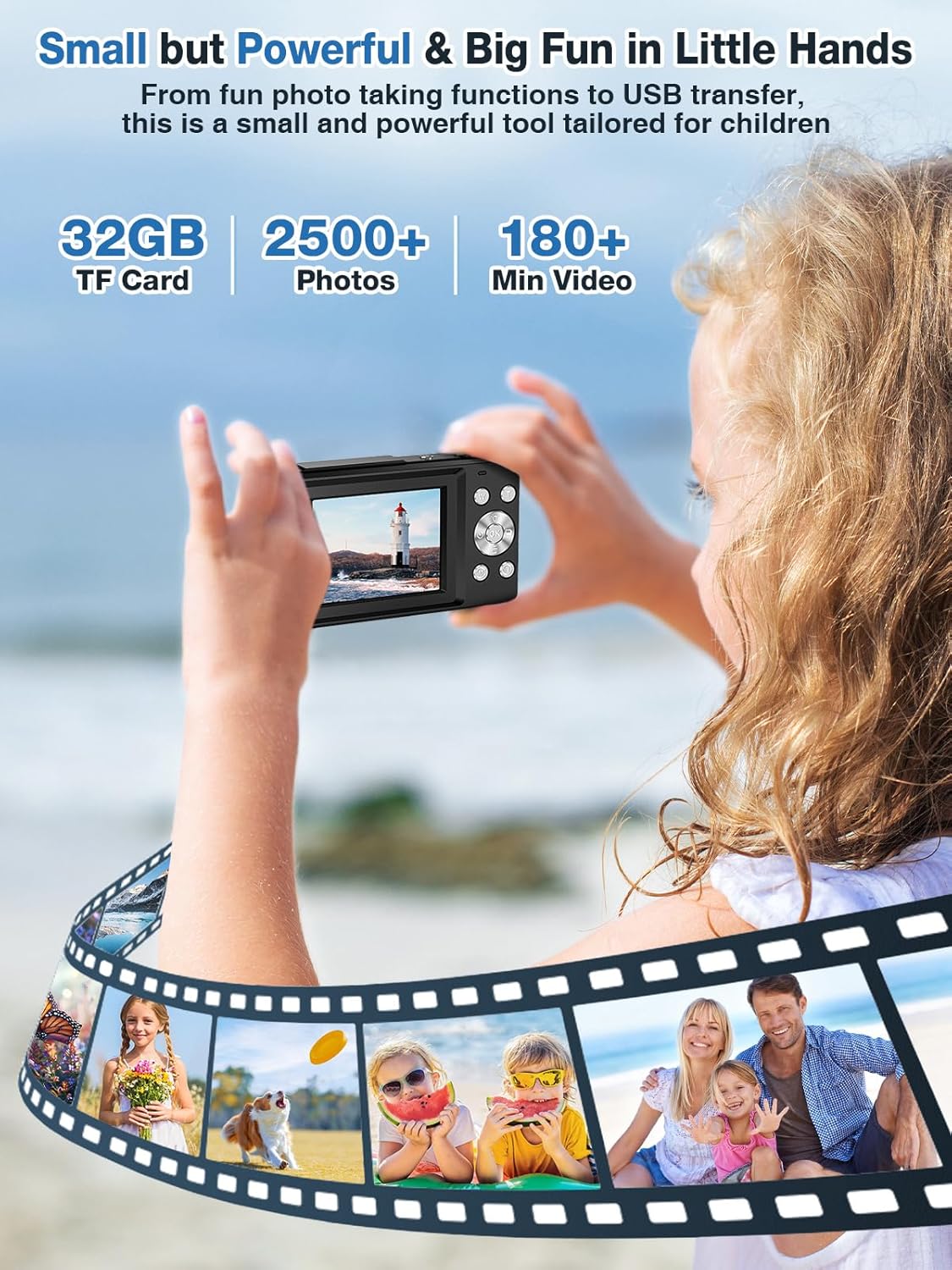 Digital Camera,FHD 1080P Kids Camera 44MP Point and Shoot Digital Cameras with 32GB Card,16X Zoom,Anti-Shake,Date Stamp,Compact Small Cameras Photography for Kids Student Teen Girl Boy(Black)