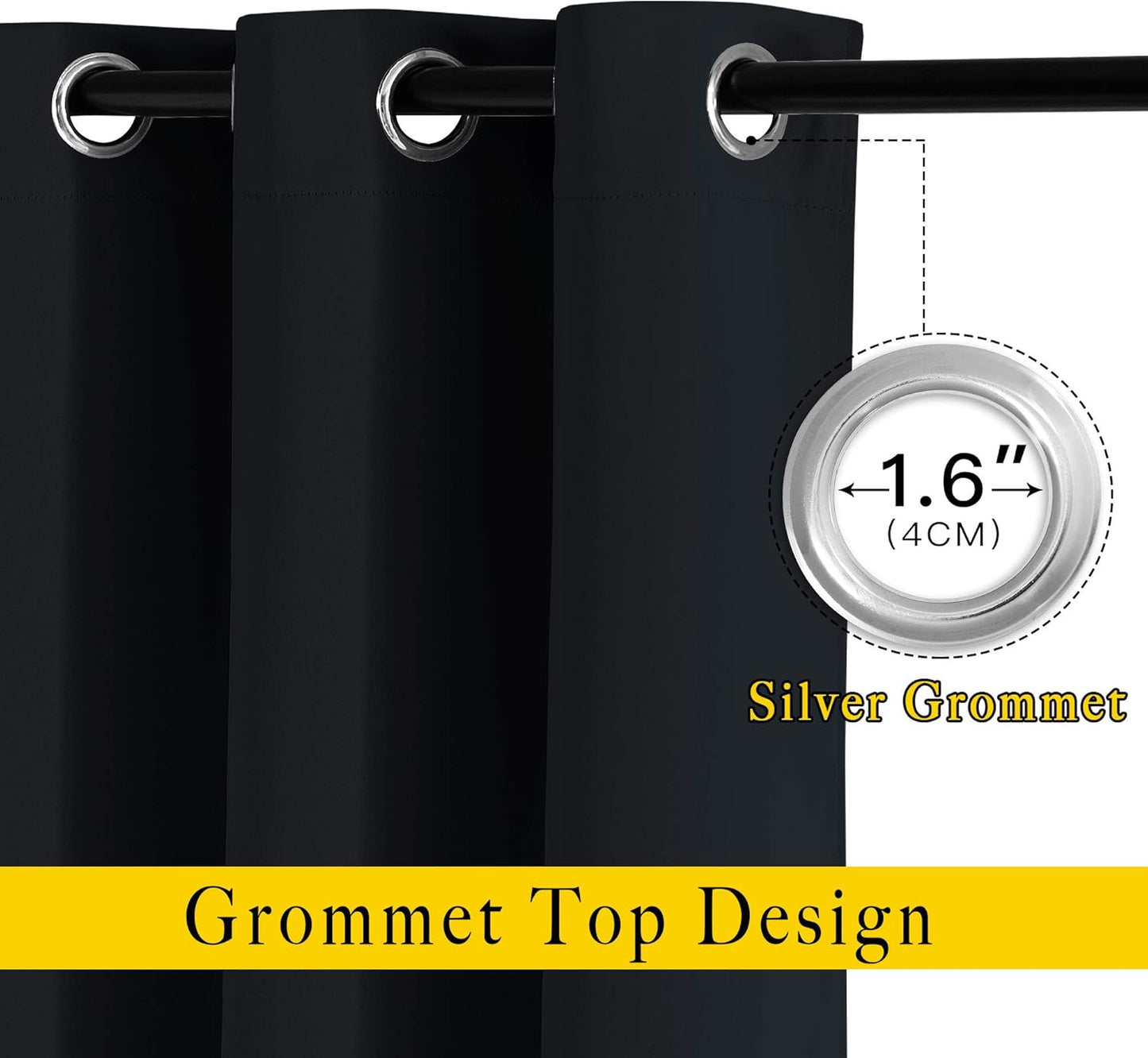 NICETOWN Black Blackout Curtains 78 inches Long 2 Panels Burg - Light Reducing Thermal Insulated Grommet Privacy Doorway Curtains Window Treatments for Bedroom (Set of 2, W52 x L78)