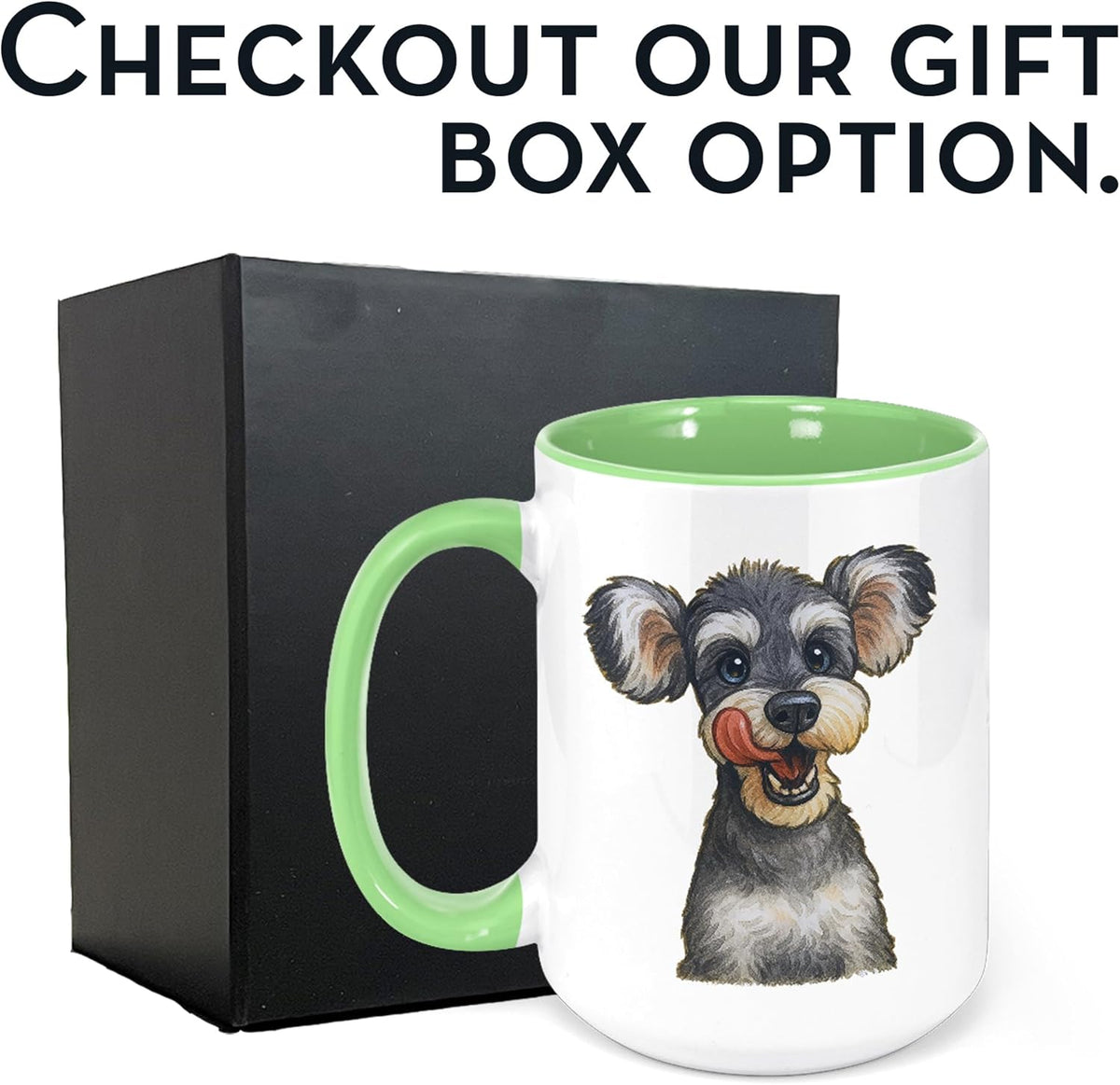 Personalized Coffee Mug, Custom Photo Caricature Gift, Funny Customized Coffee Gift for Men & Women, Custom Mugs with Pictures, Light Green 15oz Customized Ceramic Tea Cup