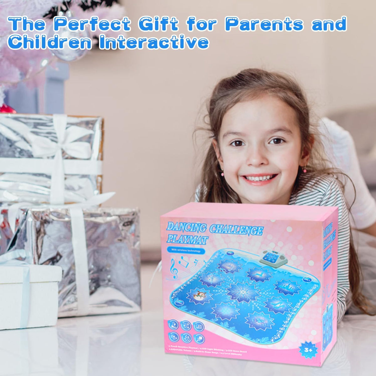 Dance Mat Kids Frozen Toys - Electronic Dance Mat for Girls Boys, Kids Dance Mat 5 Game Modes, Built-in Music, Touch Sensitive Light Up LED, Dance Floor Mat, Gifts for 3 4 7 12 Year Old Girls Boys