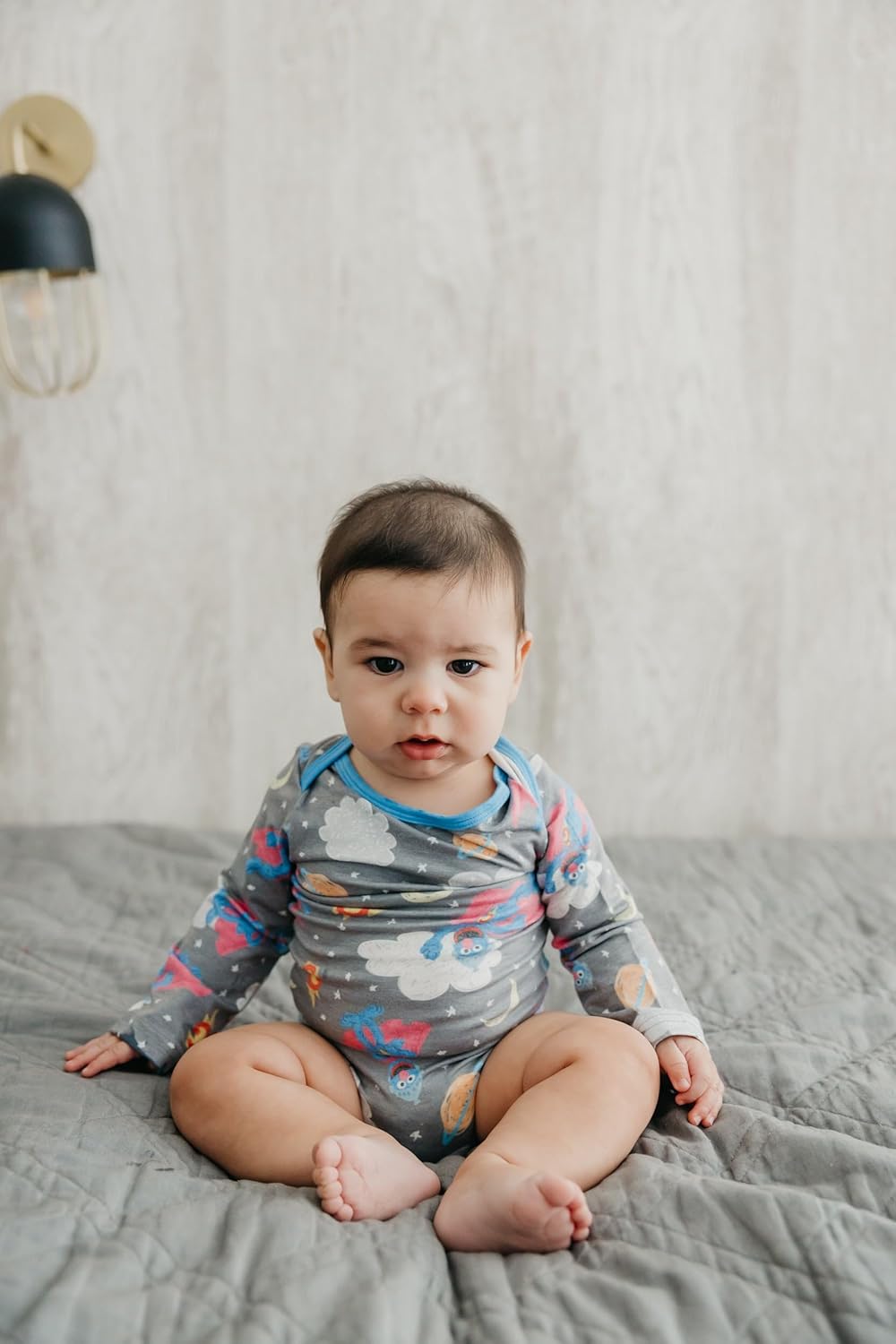 Copper Pearl Long Sleeve Bodysuit Baby: Ultra Soft Baby for Newborns, Boys, and Girls - Stylish, Comfortable, Overlap Shoulders, Premium Knit Fabric - 0-3 Months, Super Grover