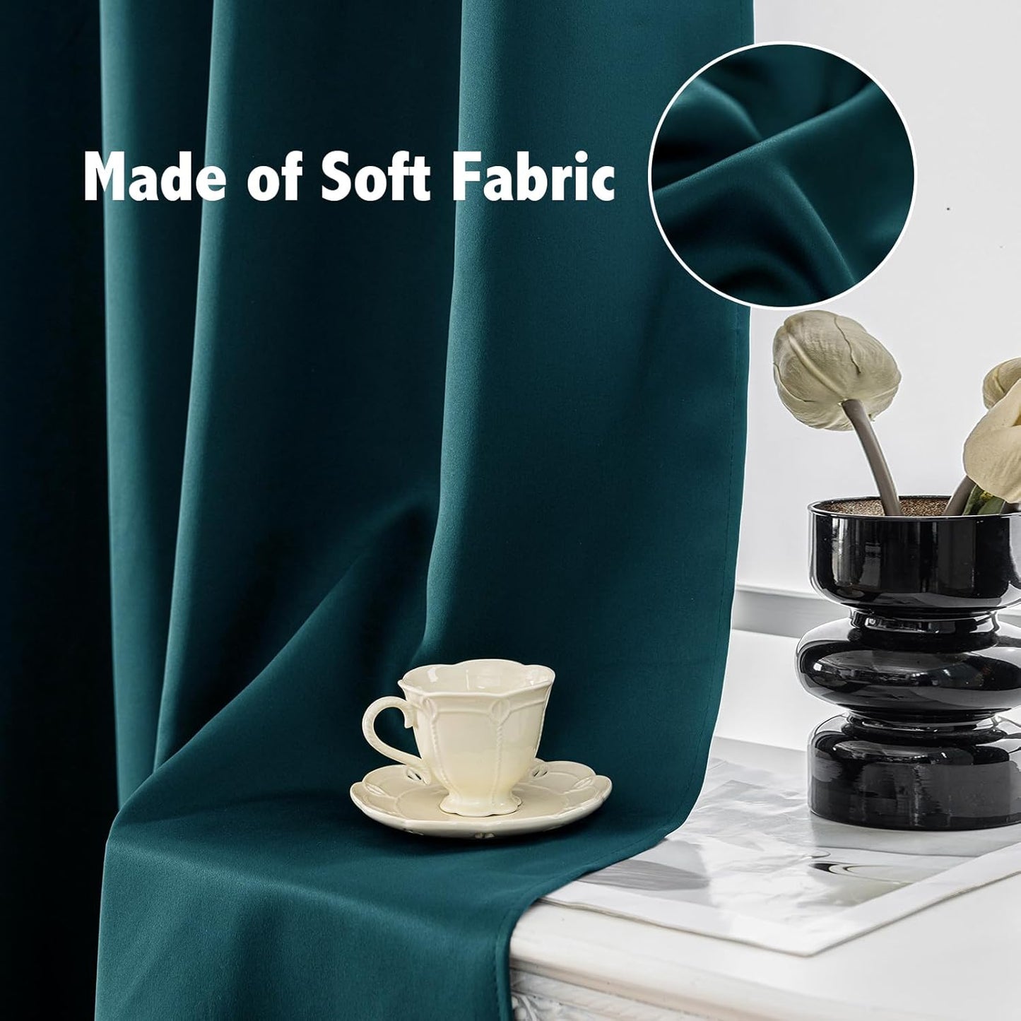 Anytime 100% Blackout Curtain Set, Thermal Insulated & Energy Efficiency Window Draperies for Guest Room, Full Shading Panels for Shift Worker and Light Sleepers（Greyish Blue, 2 Panels, 70W x 108L）