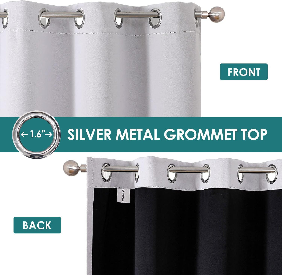 ChrisDowa 100% Blackout Curtains 78 inch Long for Bedroom with Black Liner, 2 Thick Layers Total Blackout Thermal Insulated Grommet Window Curtains 2 Panels Set (Greyish White, 42 x 78 Inch)