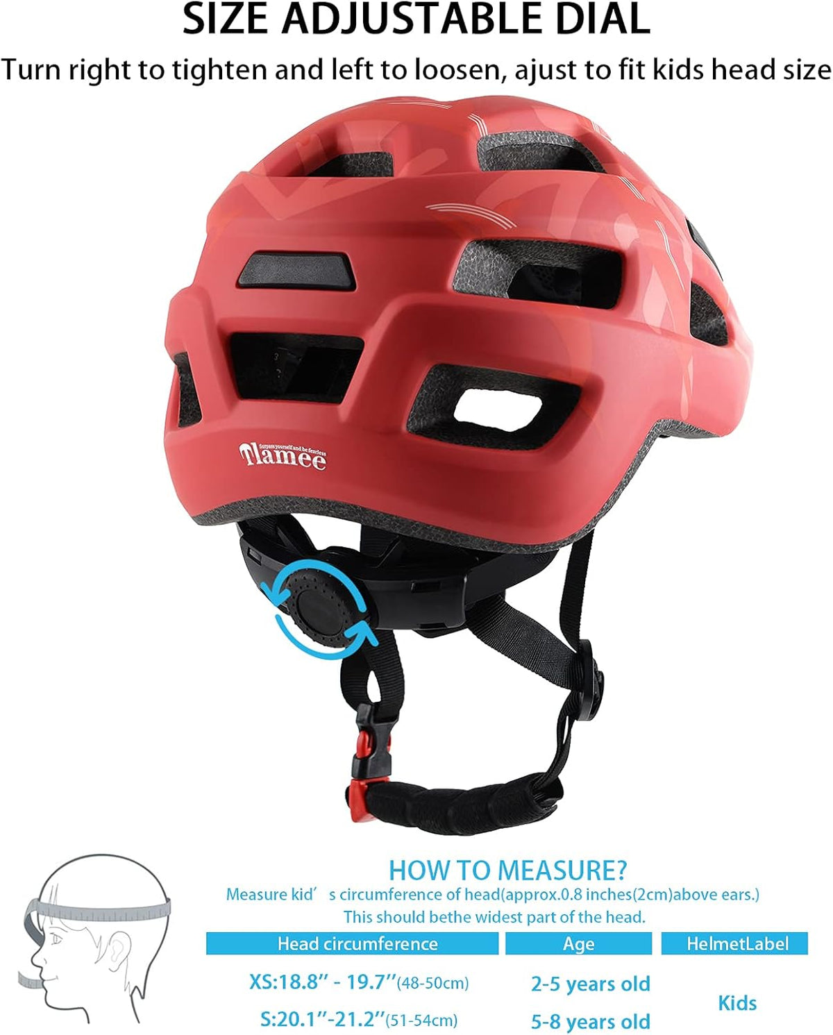 Kids Bike Helmet for Ages 1-8 Years, Adjustable Toddler Boys and Girls Helmets, Lightweight Child Infant Bicycle Cycling Scooter Sports Helmet 48-54cm