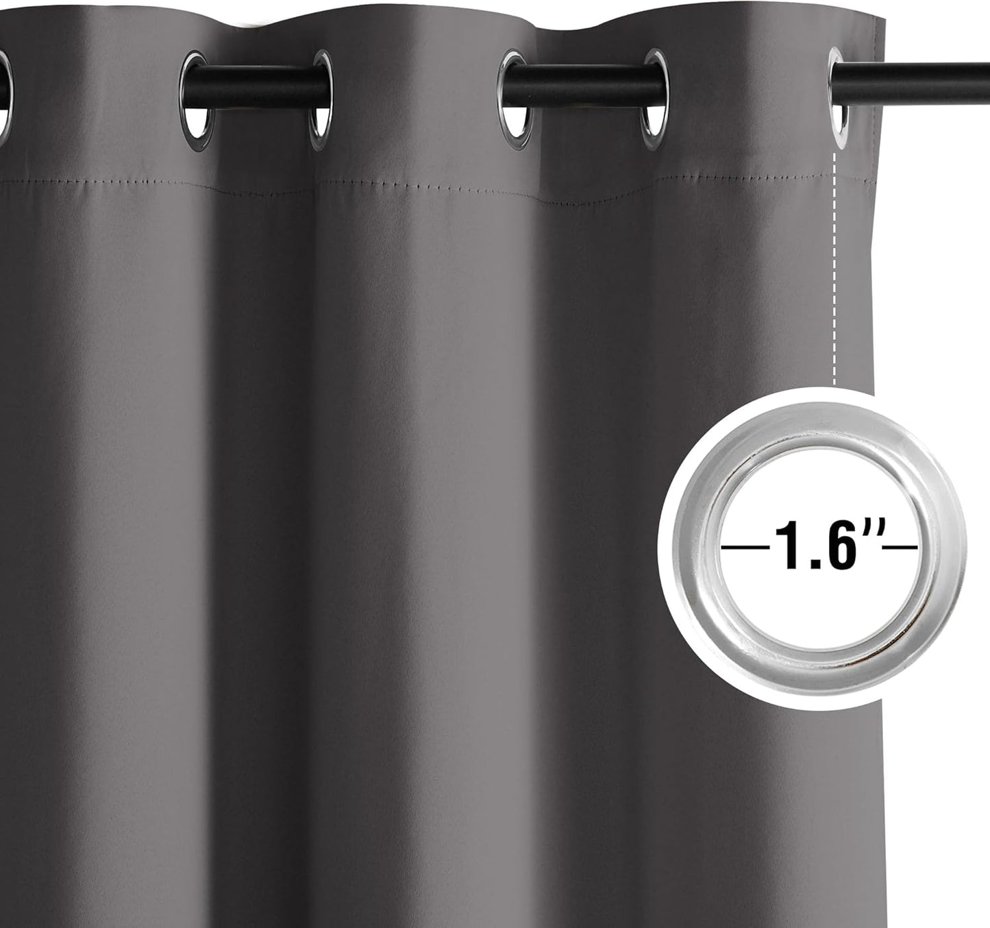 NICETOWN Grey Blackout Curtains 95 inch - Heavy-Duty Grommet Thermal Insulated Shades for Bedroom, Bathroom, Yard, Laundry, Pantry - Energy Efficient, UV Protection, 1 Pair, W52 x L95