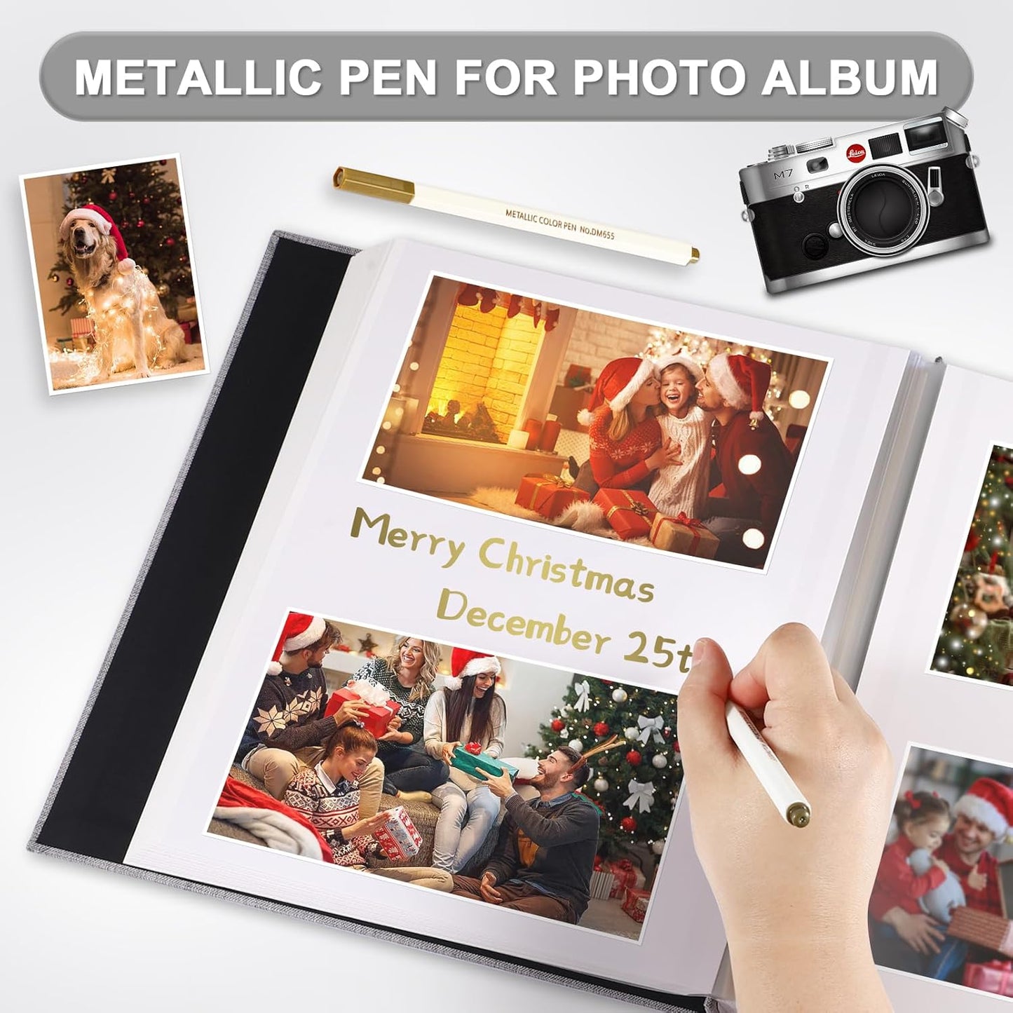 Photo Album Self Adhesive Pages Scrapbook Large Magnetic Photo Albums with Sticky Pages Scrapbooks for Wedding Baby for 4x6 5x7 8x10 Picture Photo Books 13.2x12.8 Pink 60 Pages