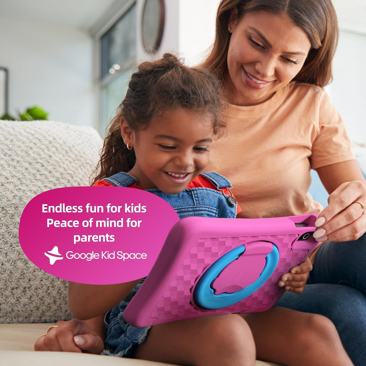 plimpton 2025 Upgraded Kids Tablet, 10 Inch Android 14 Tablet for Kids with Case Included, Octa-Core, Google Kids Space, Parental Control, 4GB+64GB, WiFi, BT5.3, YouTube, Great Gift for Toddler(Pink)