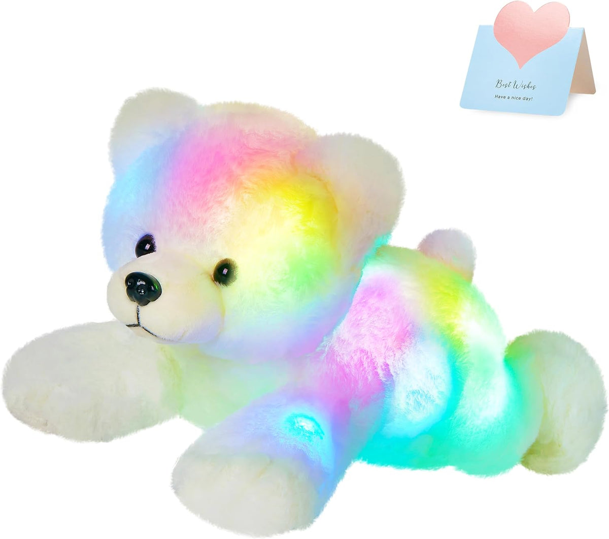 Glow Guards Light up Stuffed Polar Bear LED Soft Plush Toy with Magic Night Lights Glow in The Dark Birthday Holiday for Toddler Kids