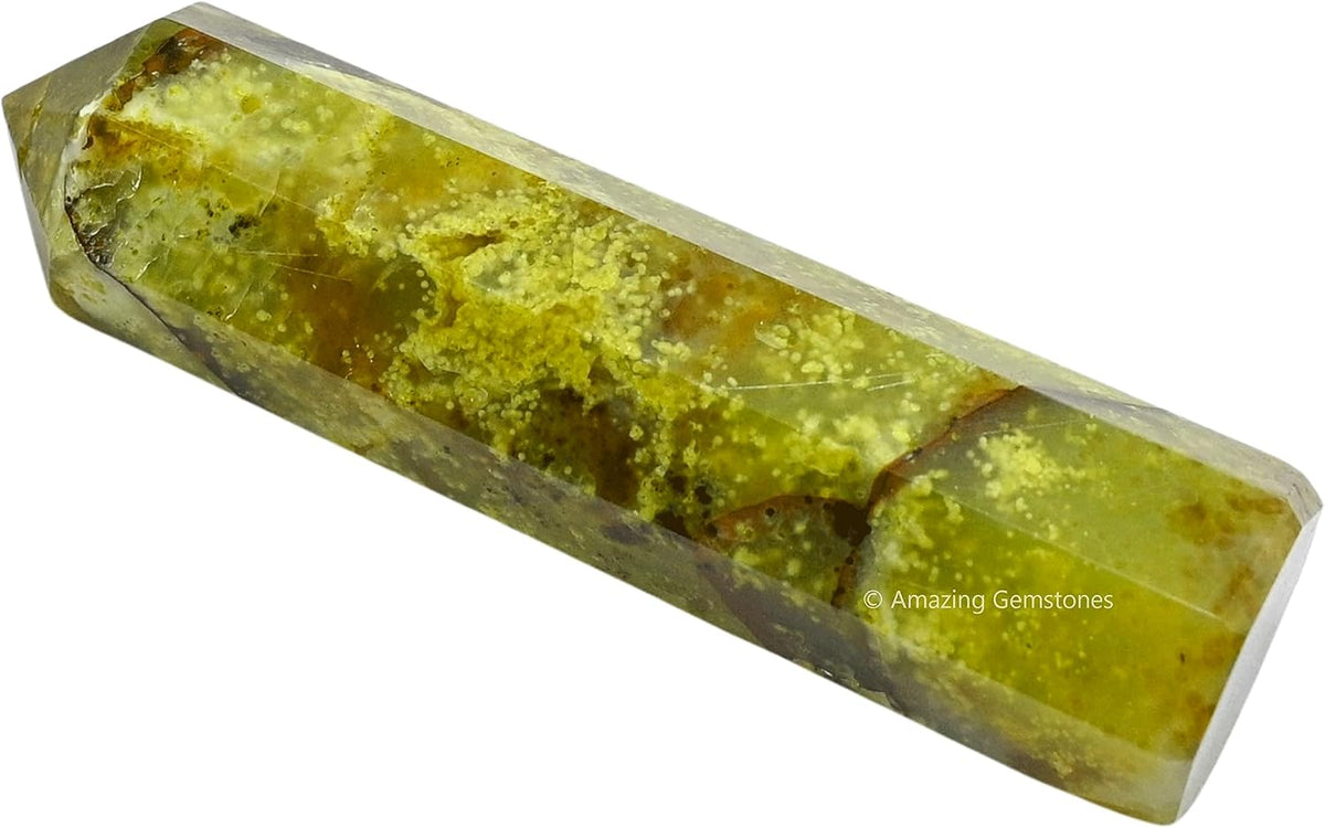 Amazing Gemstone Green Opal Crystal Towers - Natural Healing Crystal Point Obelisk for Reiki Healing and Crystal Grid (3 Inch)