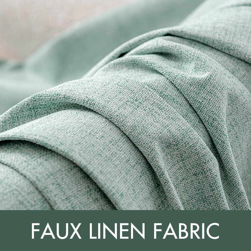 MIULEE Linen Texture Curtains for Bedroom Solid 100% Blackout Thermal Insulated Seafoam Green Curtains Grommet Room Darkening Drapes for Living Room Nursery 52x63 Inch (2 Panels)